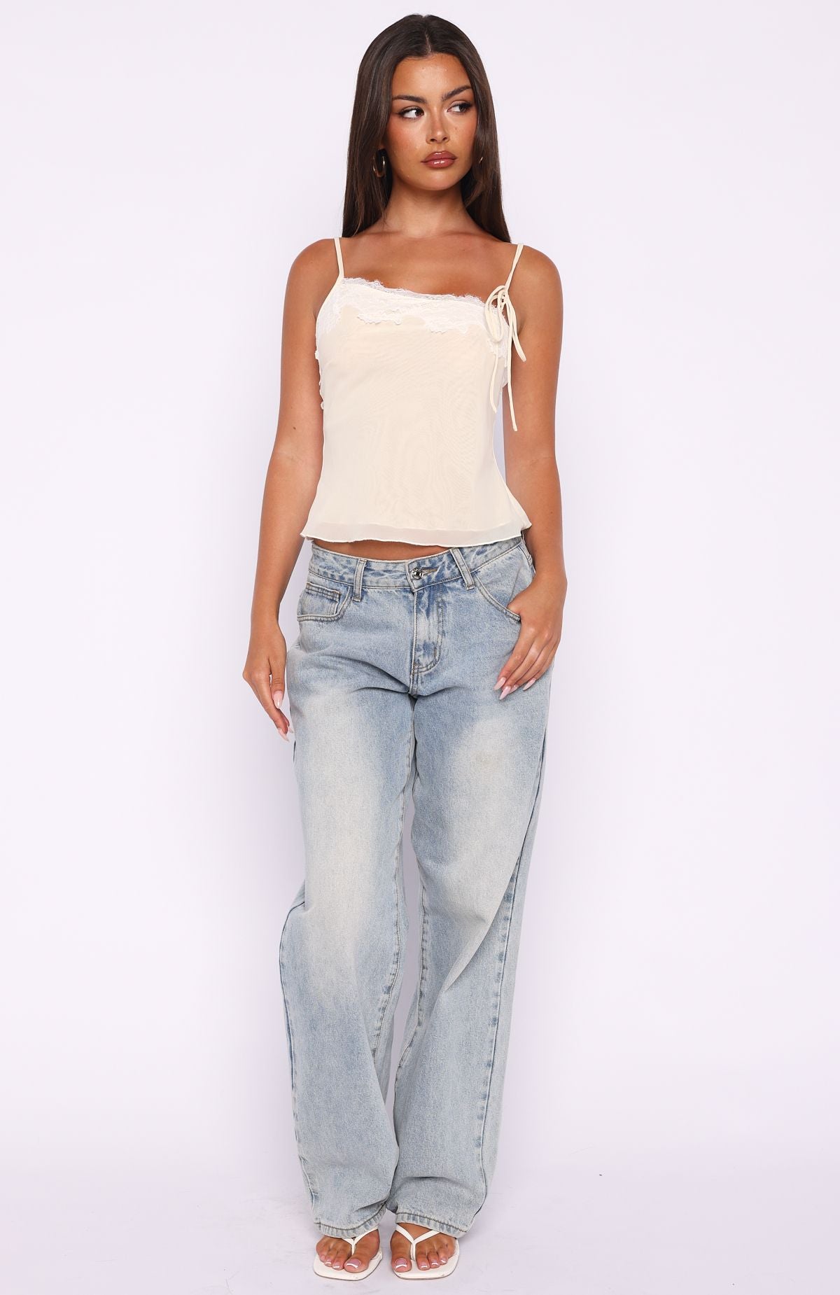 Blissfully Bold Lace Cami Top Cream - Image 5