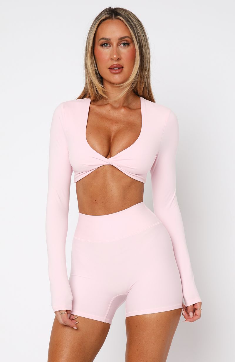 Over The Line Long Sleeve Crop Ballet Pink - Image 2
