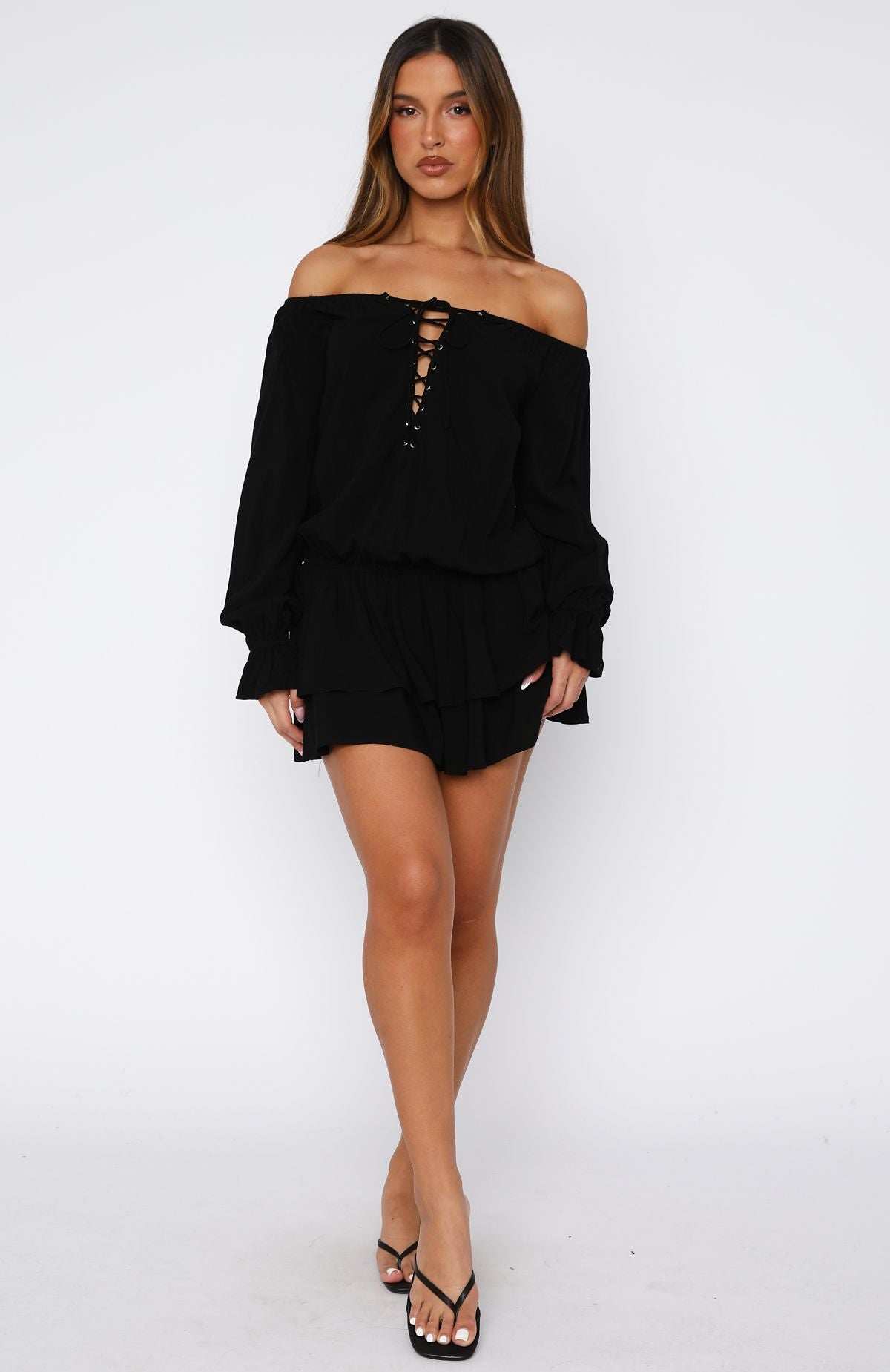 Let Me Long Sleeve Mini Dress Black - Image 6