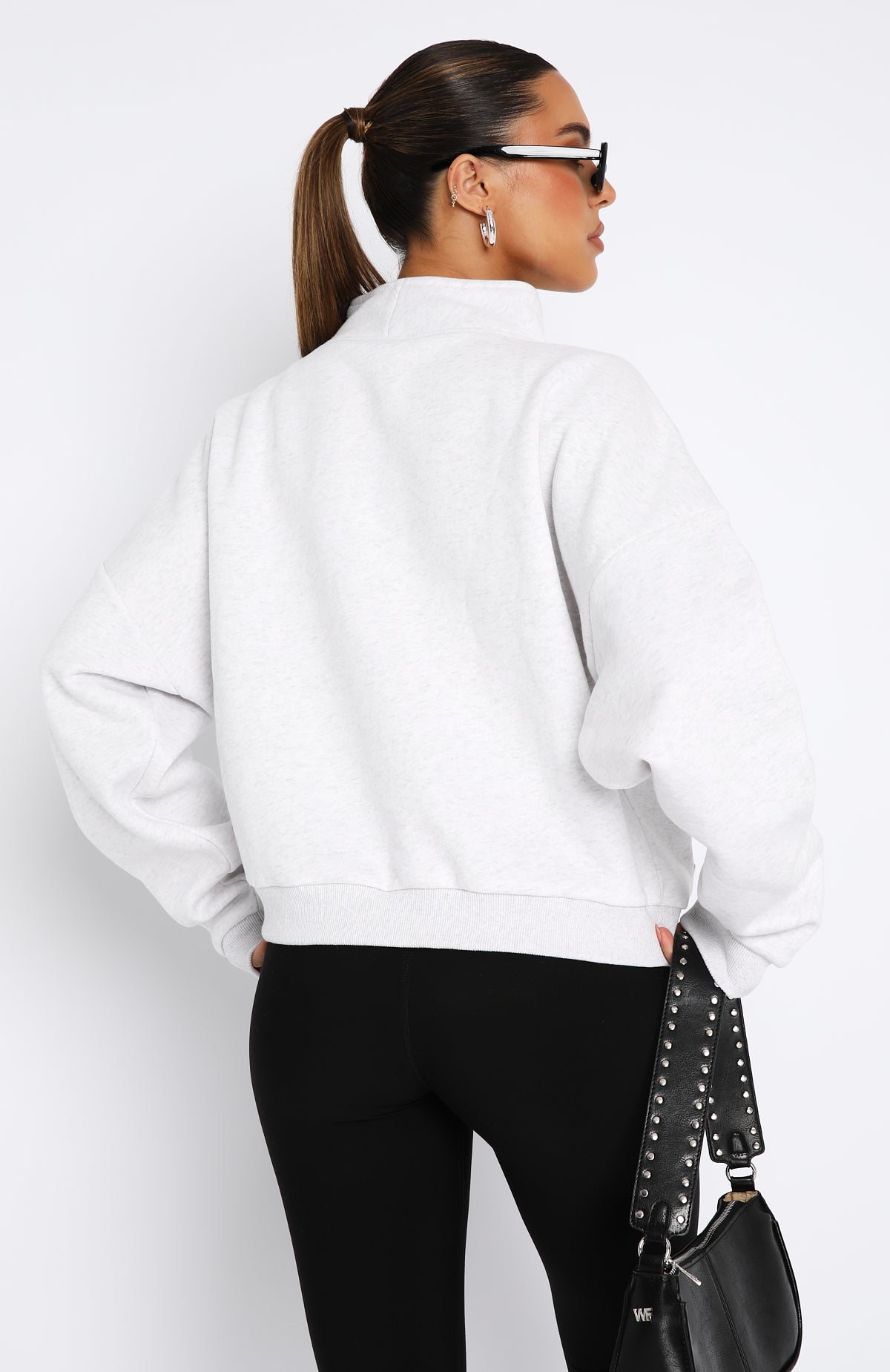 Doing It For You Zip Front Sweater Grey Marle - Image 4