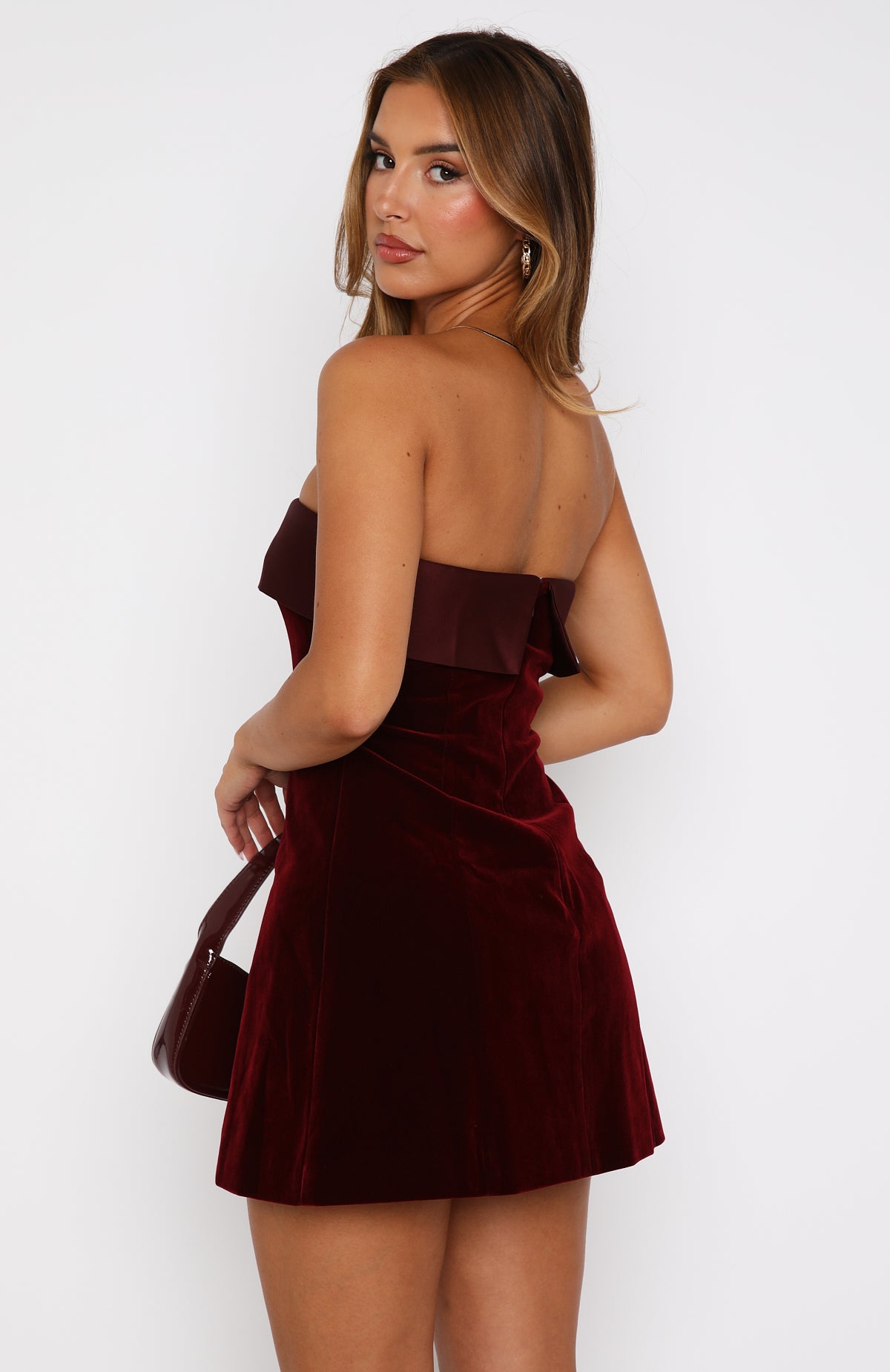 Let Loose Strapless Mini Dress Deep Red - Image 4