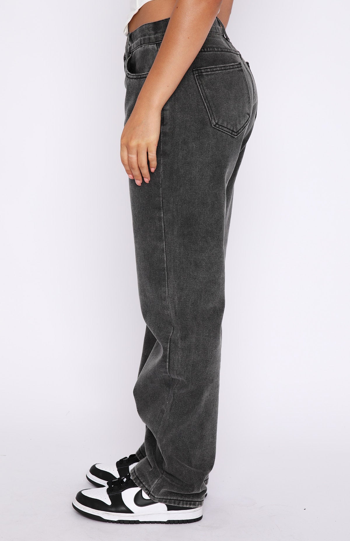 Fashion Society Mid Rise Straight Leg Jeans Acid Black - Image 3
