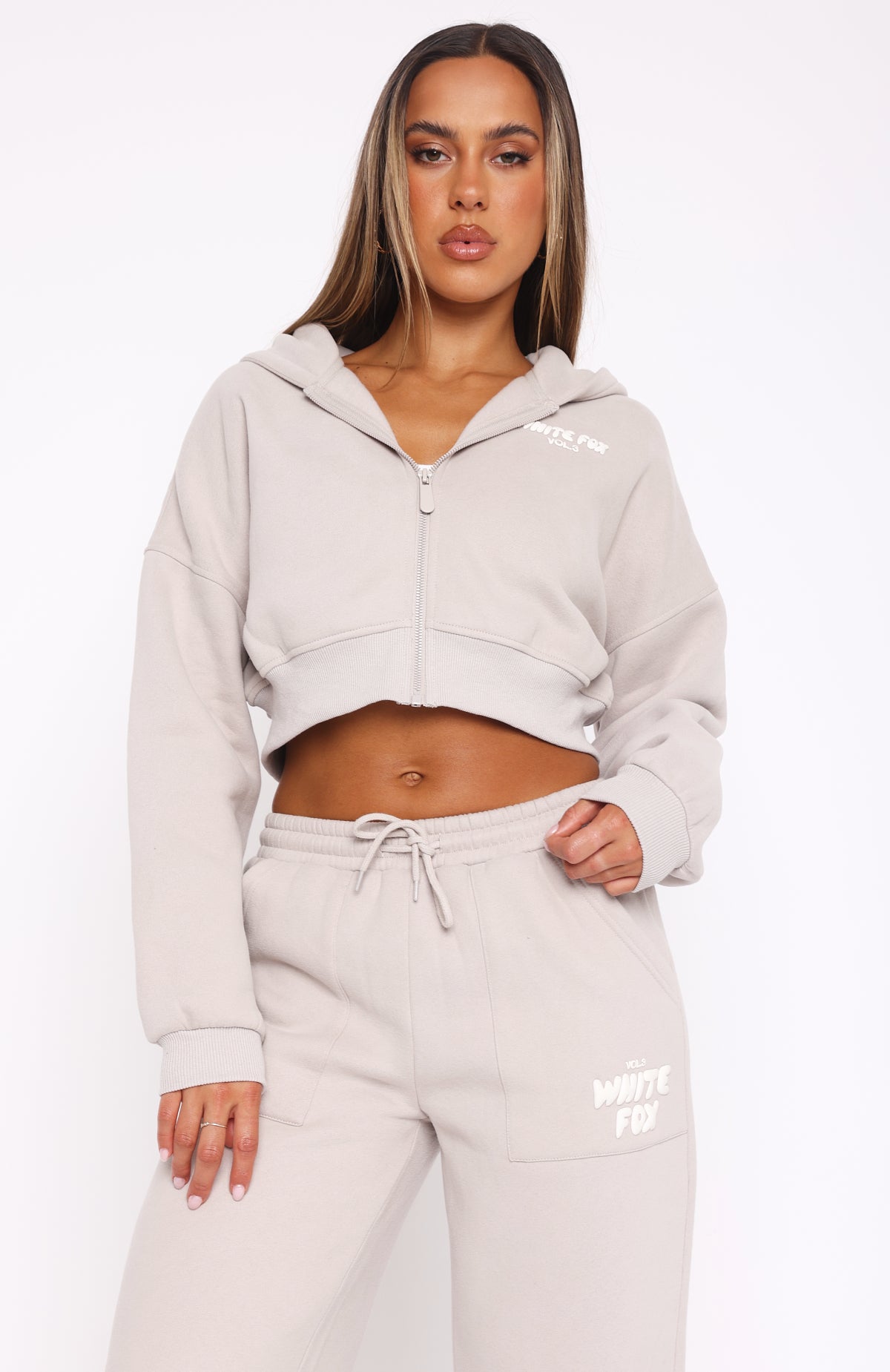 Offstage Cropped Zip Hoodie Moon - Image 2