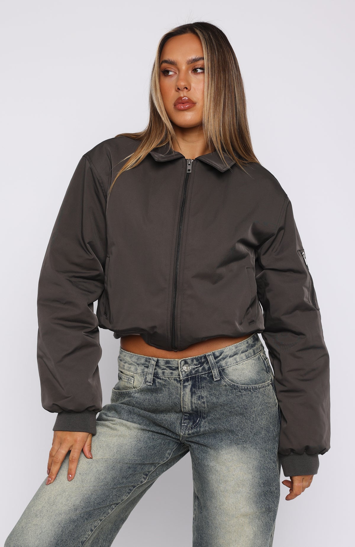 Something Forgotten Bomber Jacket Slate - Image 3