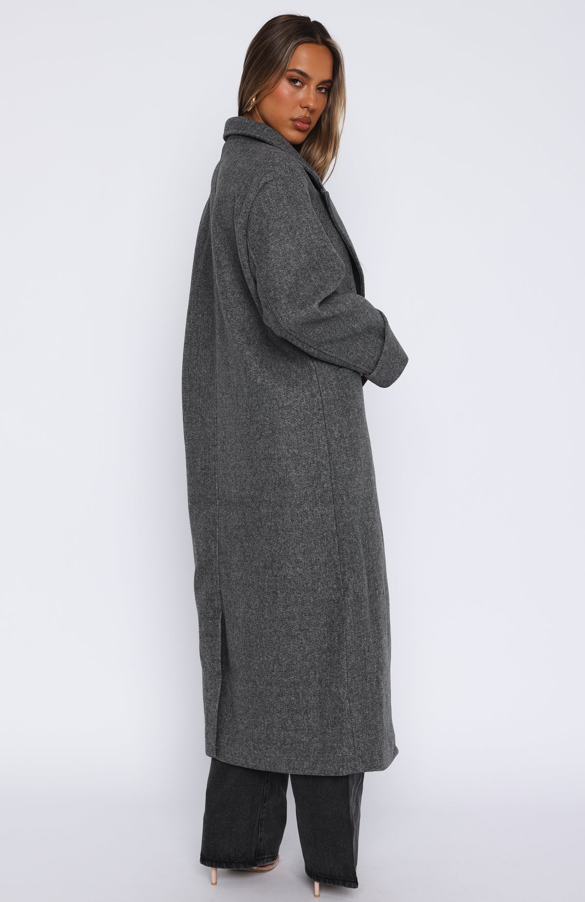 Winter Holiday Oversized Coat Charcoal - Image 4