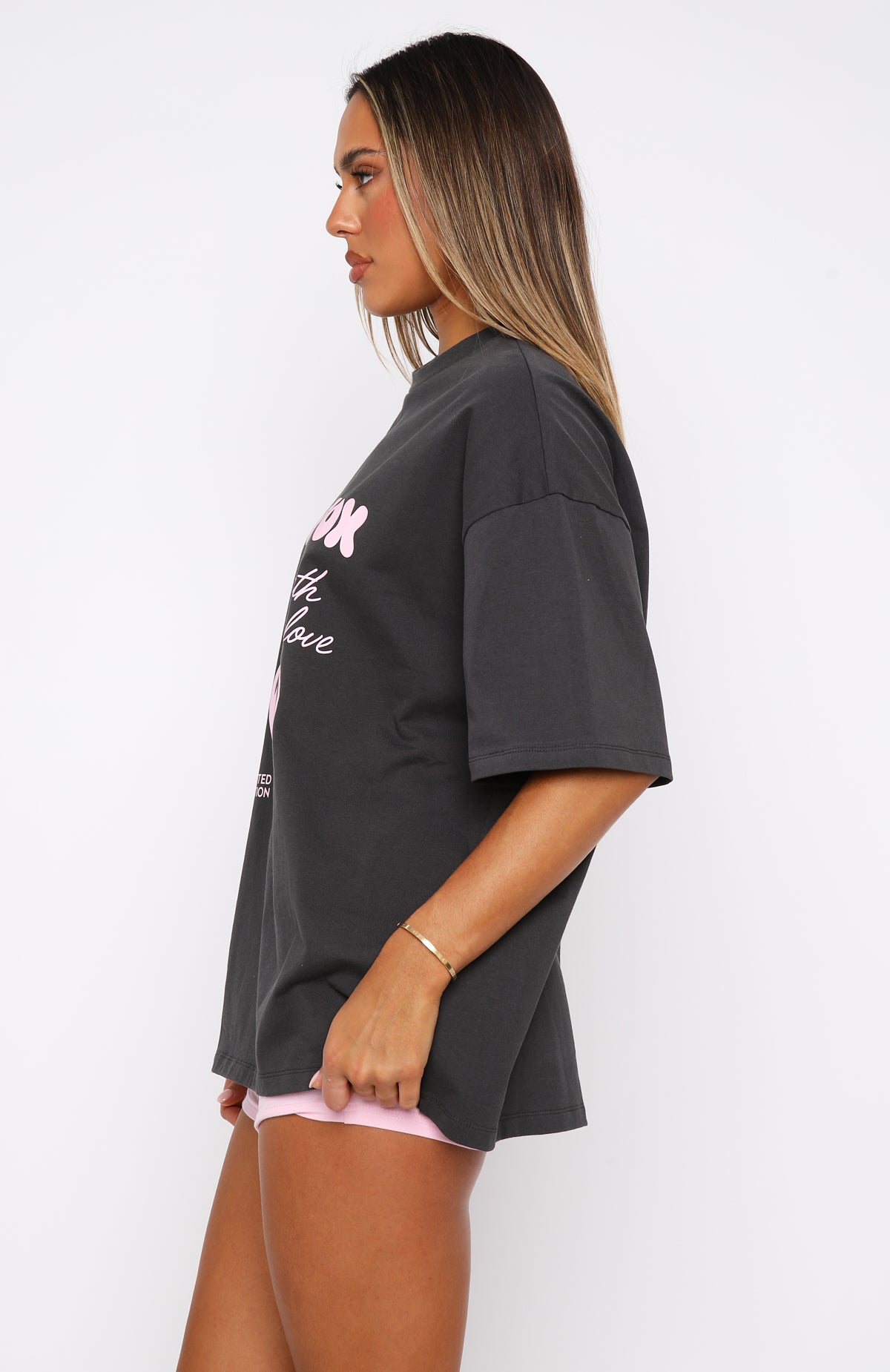 With Love In The Moment Oversized Tee Charcoal - Image 3