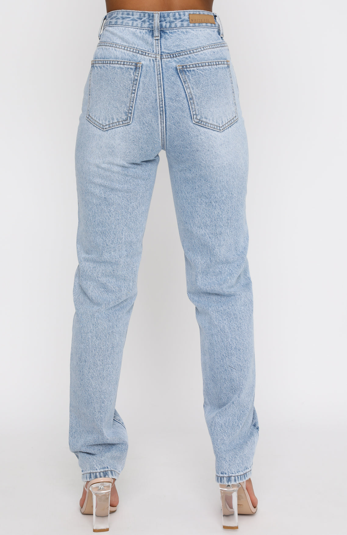 Who's That Girl Straight Leg Denim Jeans Washed Blue - Image 9