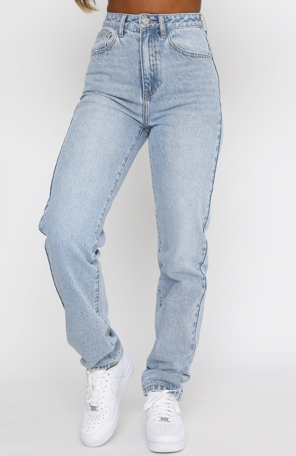 Who's That Girl Straight Leg Denim Jeans Washed Blue - Image 2