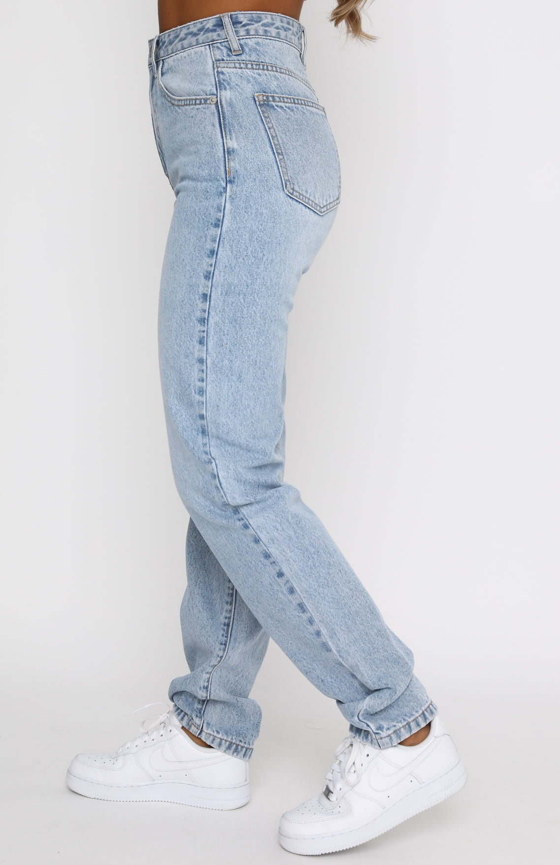 Who's That Girl Straight Leg Denim Jeans Washed Blue - Image 3