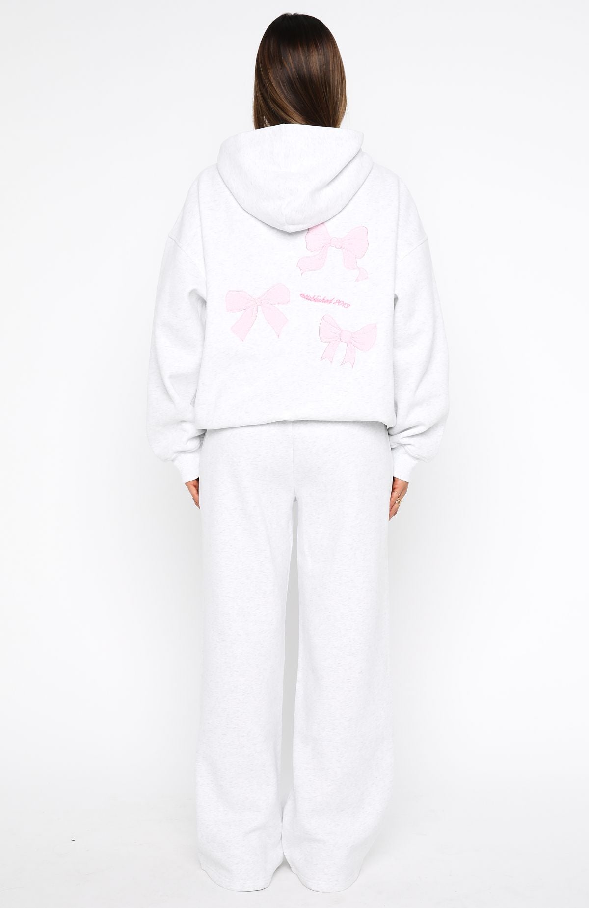 Daydreamers Madeline Wide Leg Sweatpants Grey Marle - Image 4