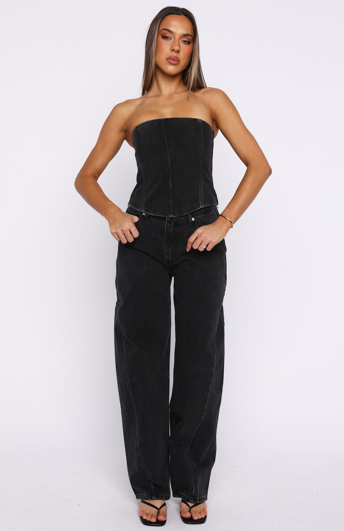 Be Mine Forever Denim Bustier Black Acid - Image 6