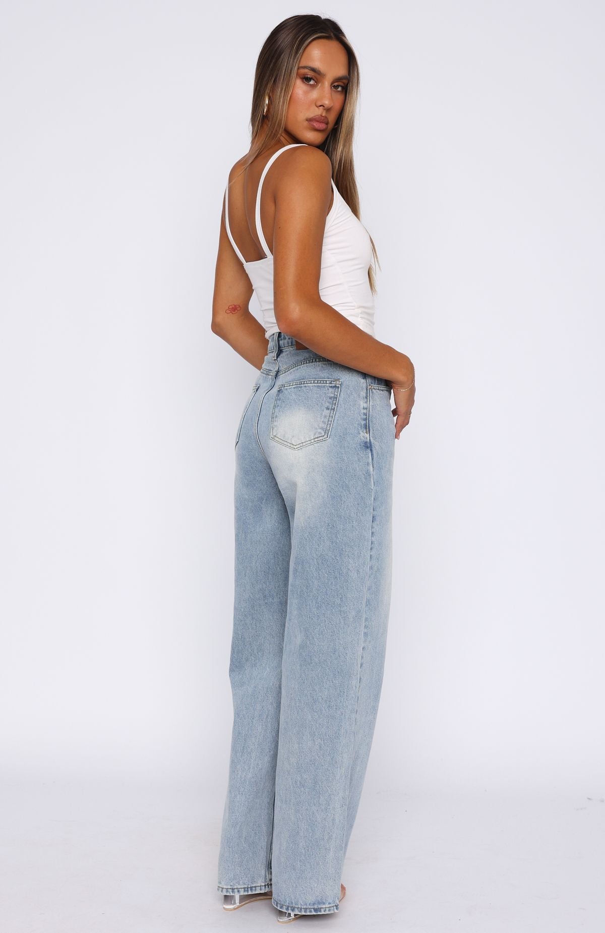 Bring The Style High Rise Wide Leg Jeans Light Blue - Image 4