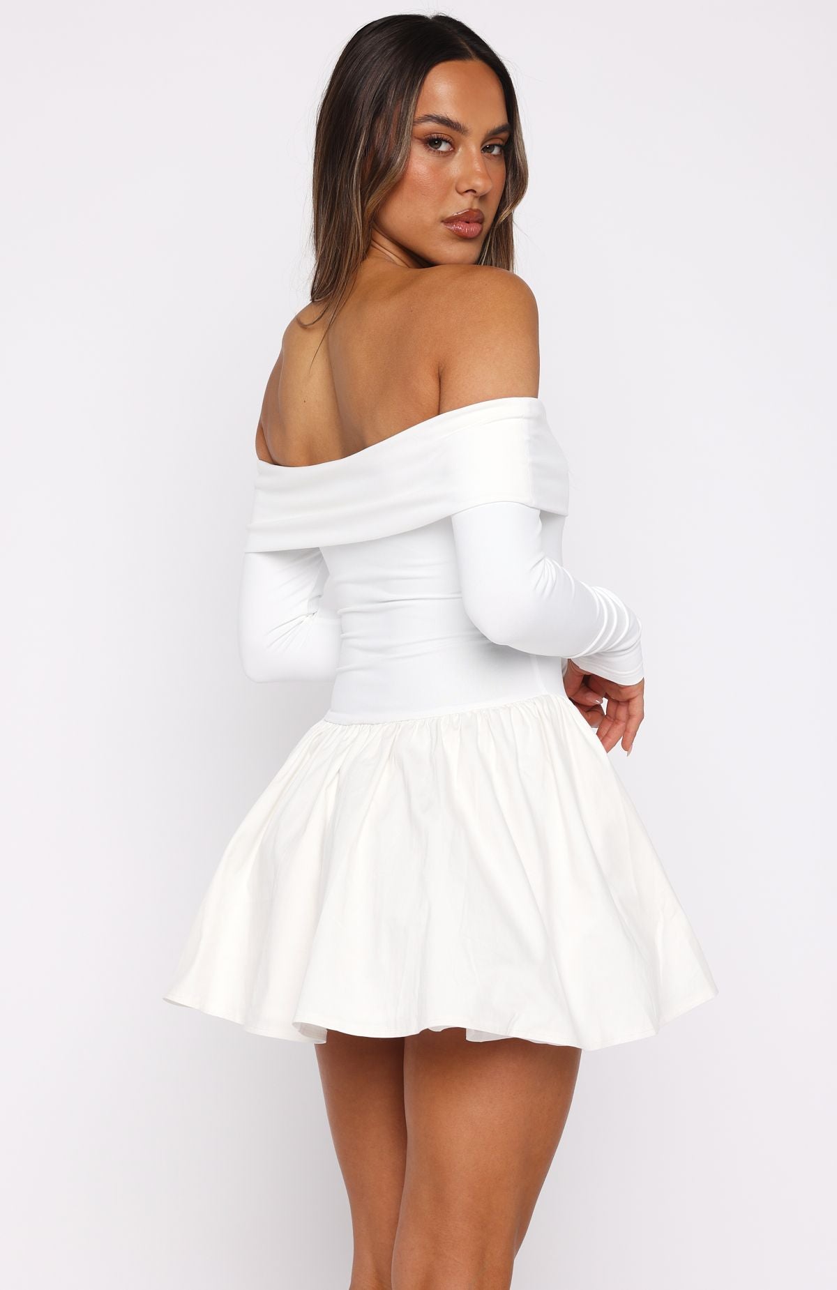 Big Reveal Long Sleeve Mini Dress Off White - Image 4