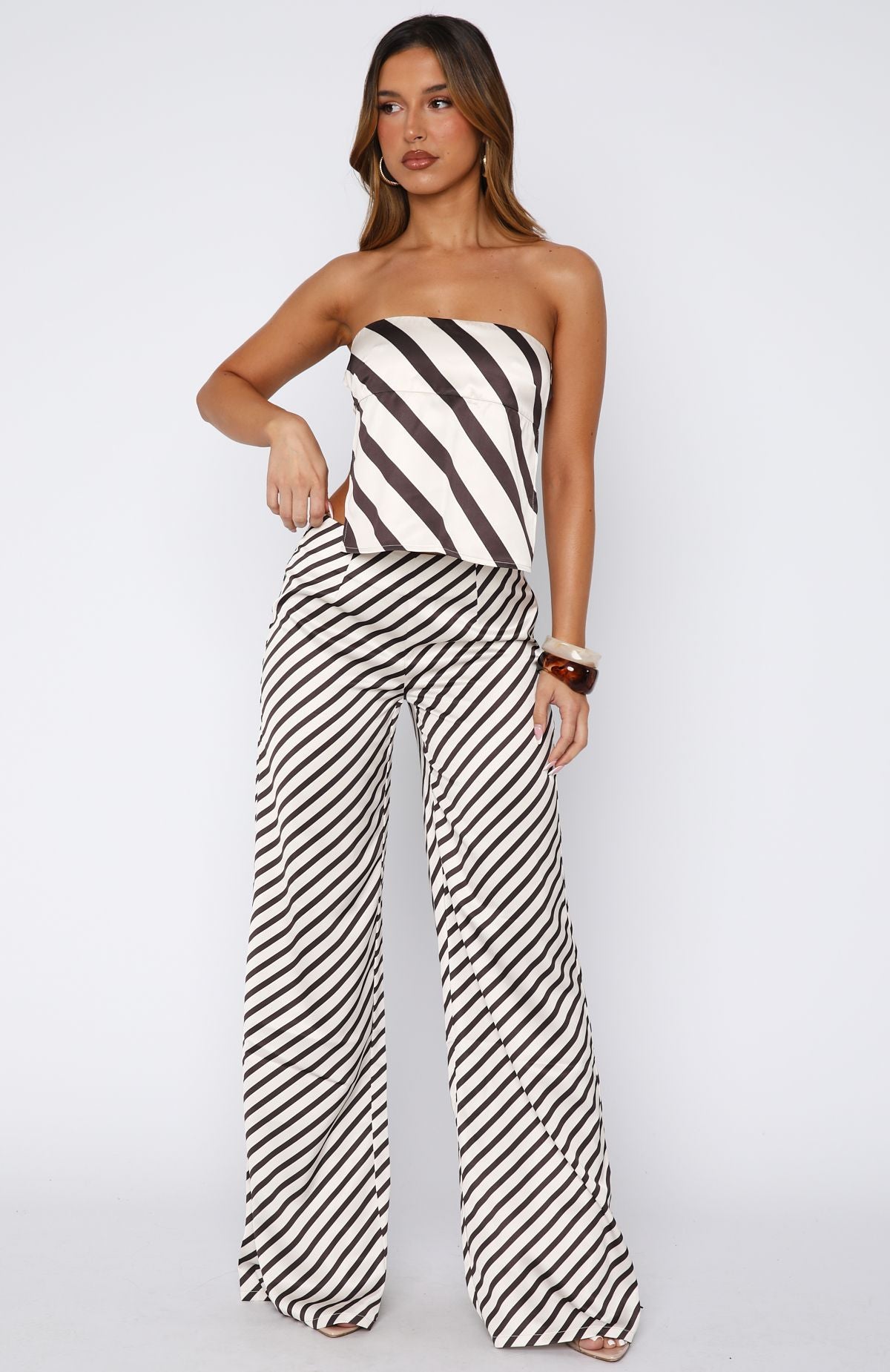 Can't Let Go Pant Ecru/Choc Stripe - Image 2