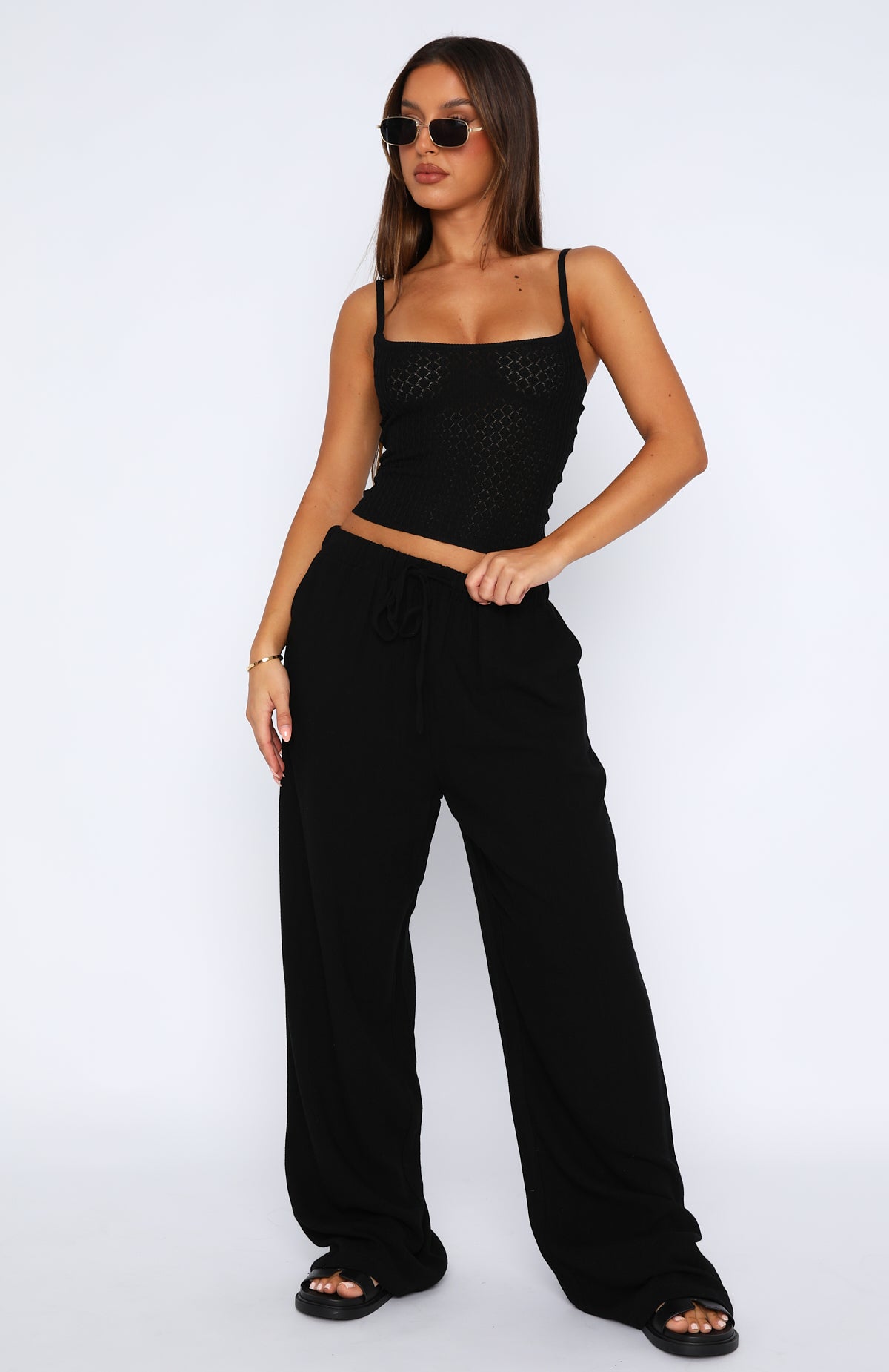 Live It Up Linen Pants Black - Image 2