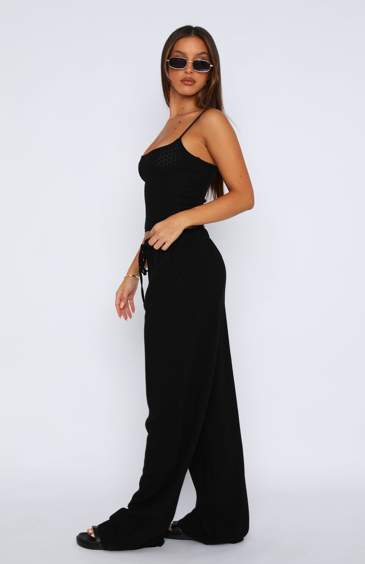 Live It Up Linen Pants Black - Image 3