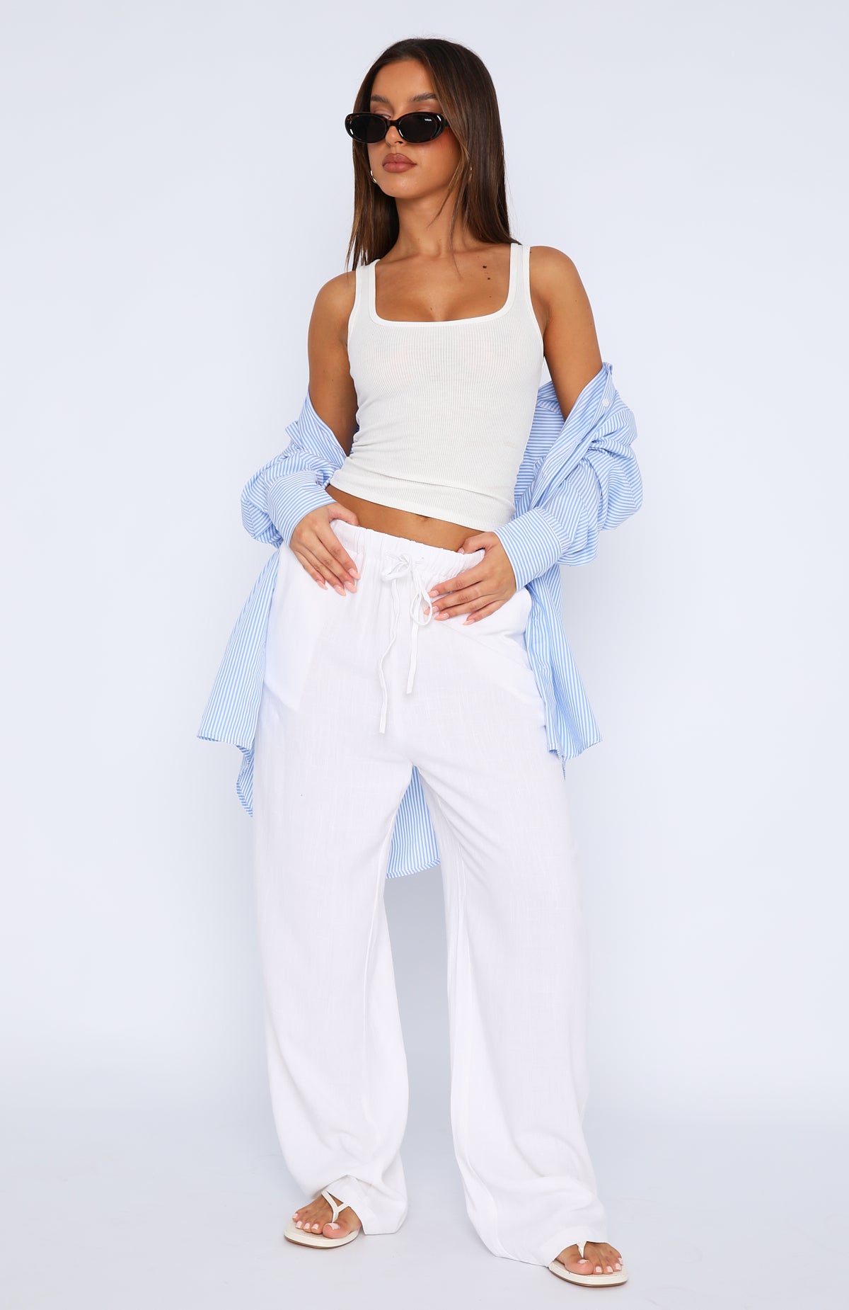 Live It Up Linen Pants White - Image 2