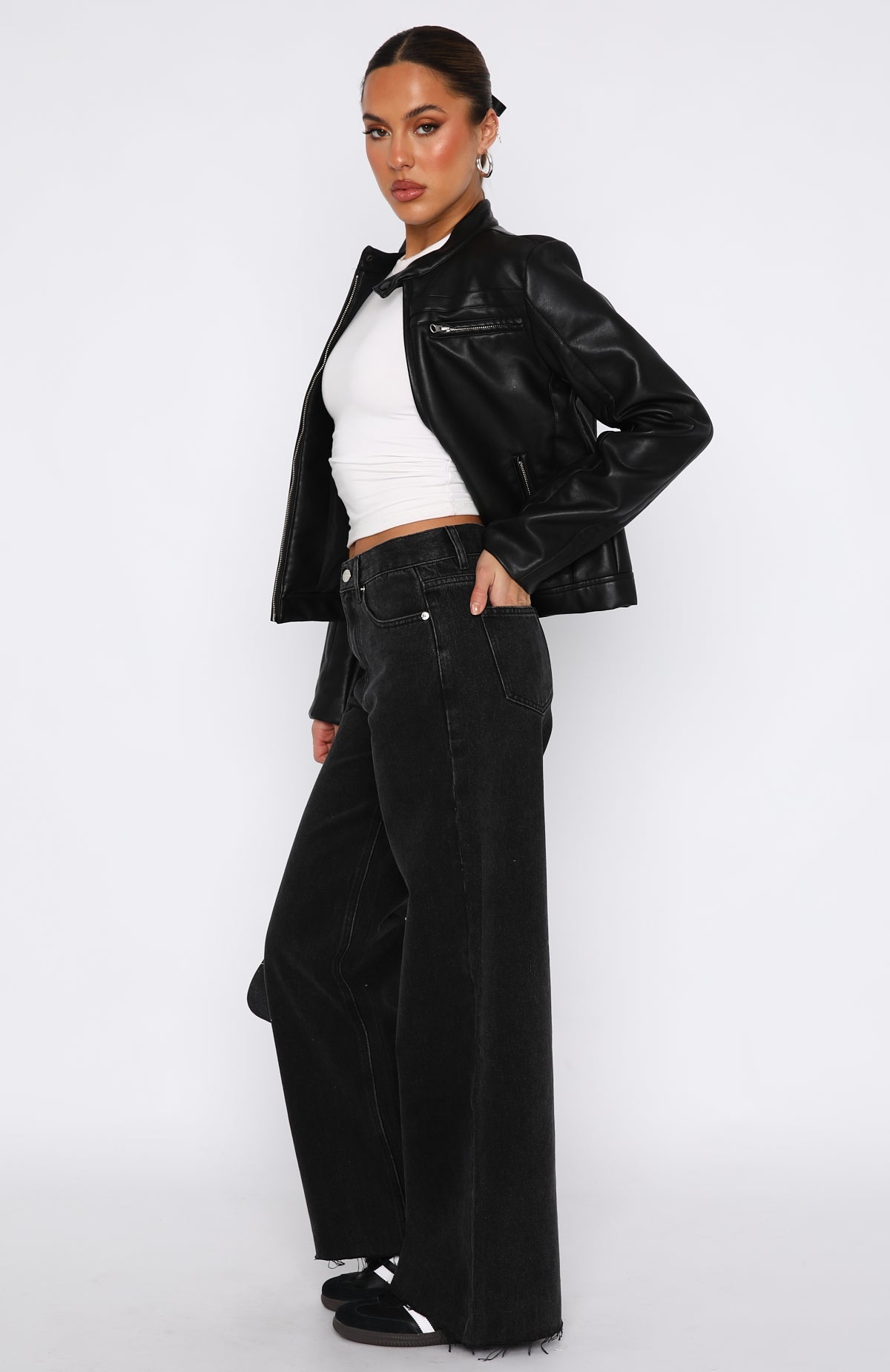 Call You Mine Mid Rise Wide Leg Jeans Washed Black - Image 3