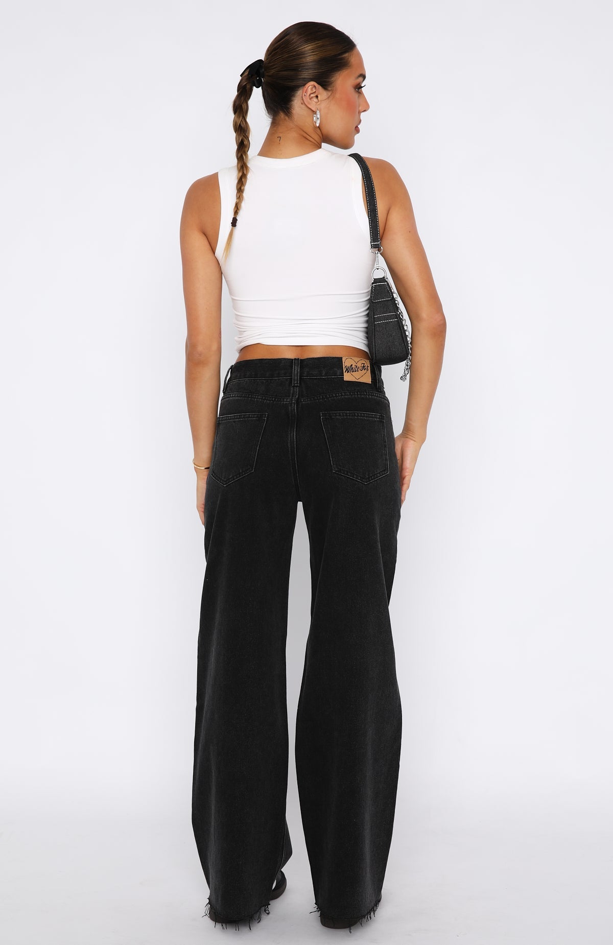 Call You Mine Mid Rise Wide Leg Jeans Washed Black - Image 4