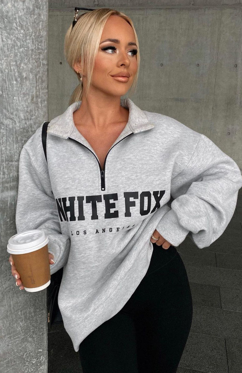 High Standard Zip Front Sweater Grey Marle - Image 8