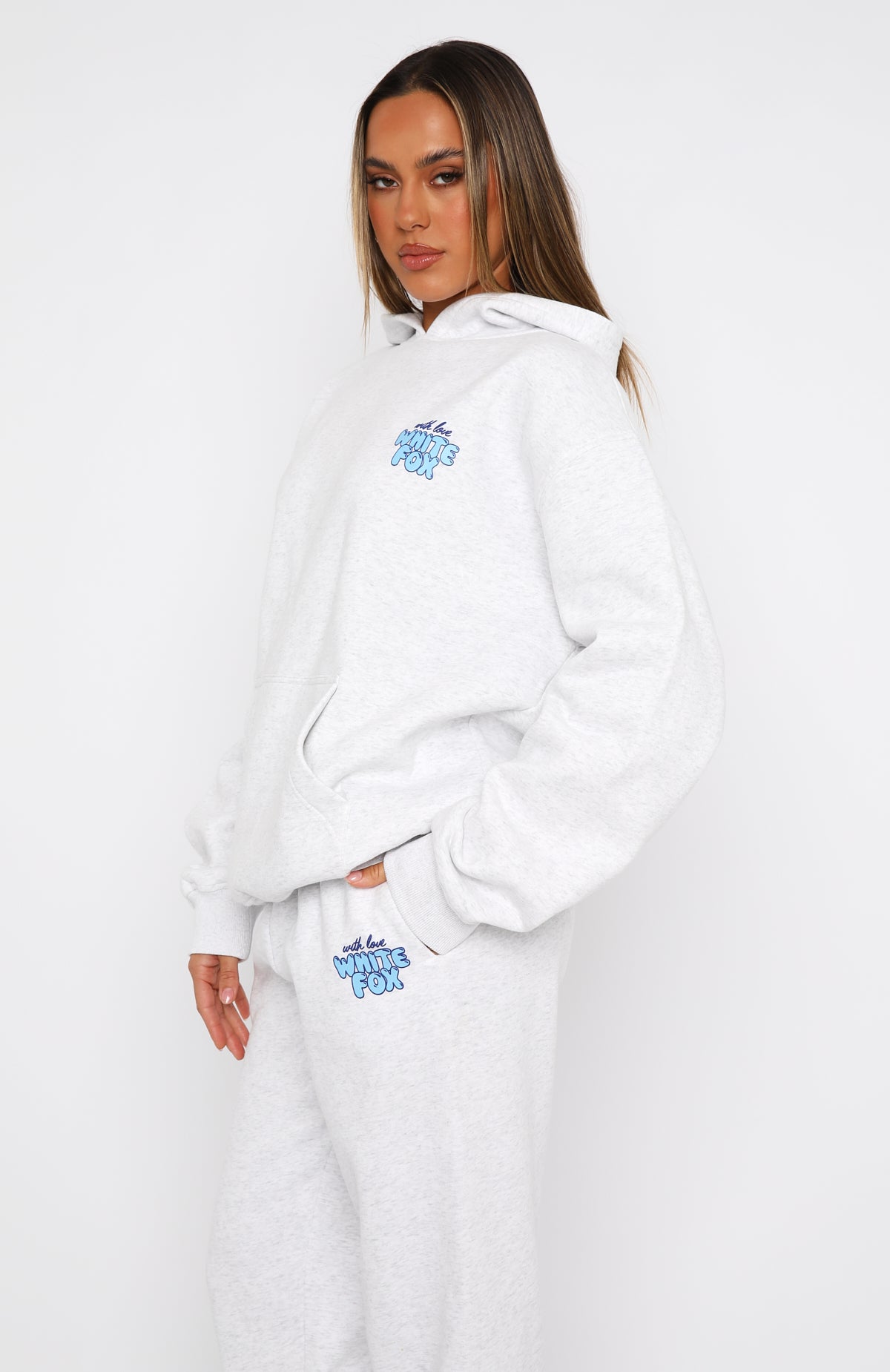 With Love Always Oversized Hoodie Grey Marle - Image 3