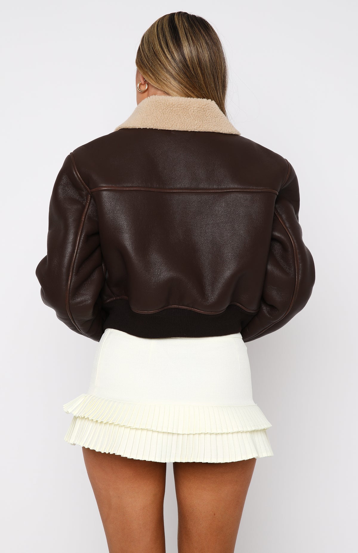 Cute Girl Pleated Mini Skirt Cream - Image 6