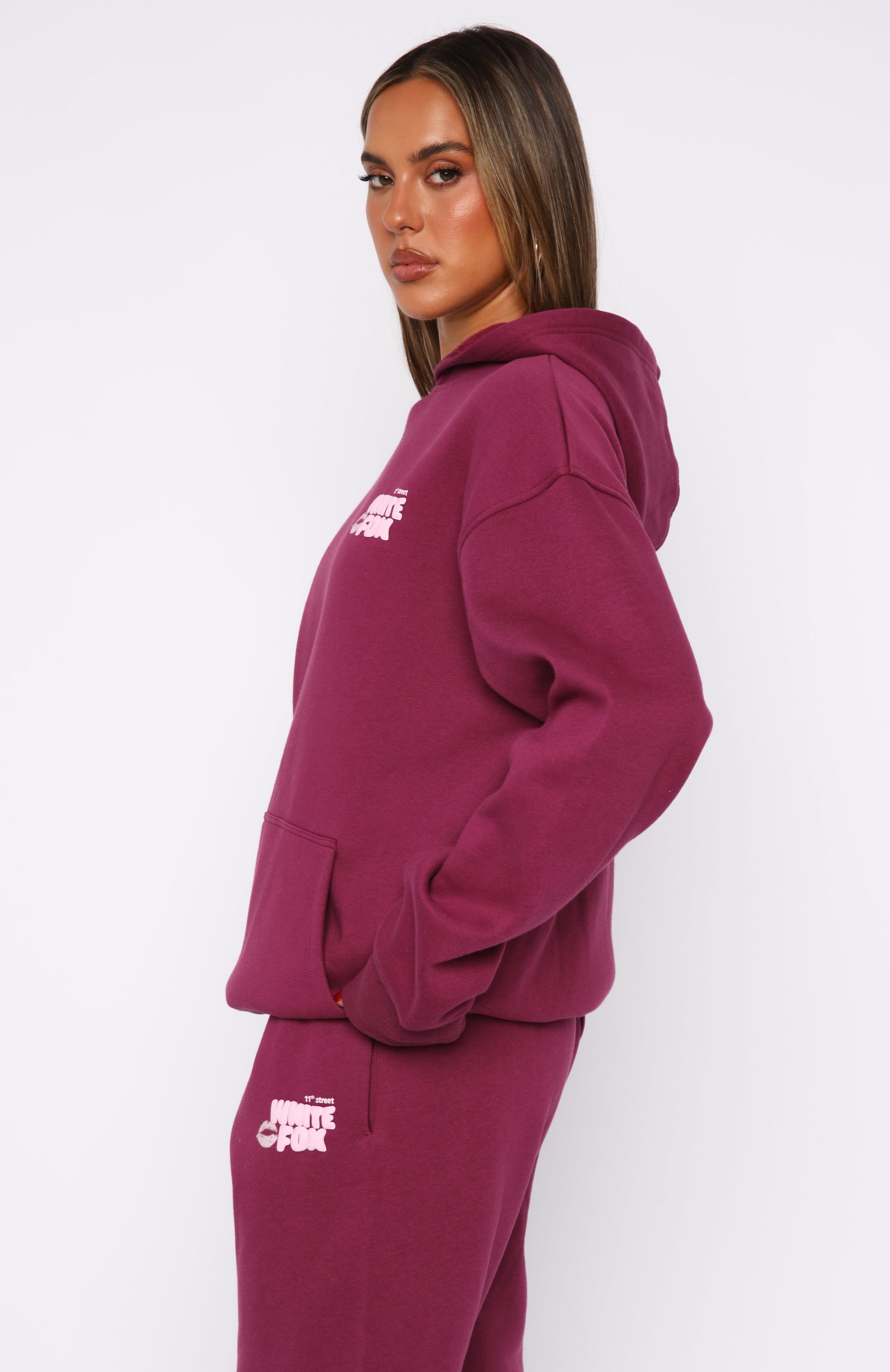 11th Street Sweet Kisses Oversized Hoodie Very Berry - Image 3