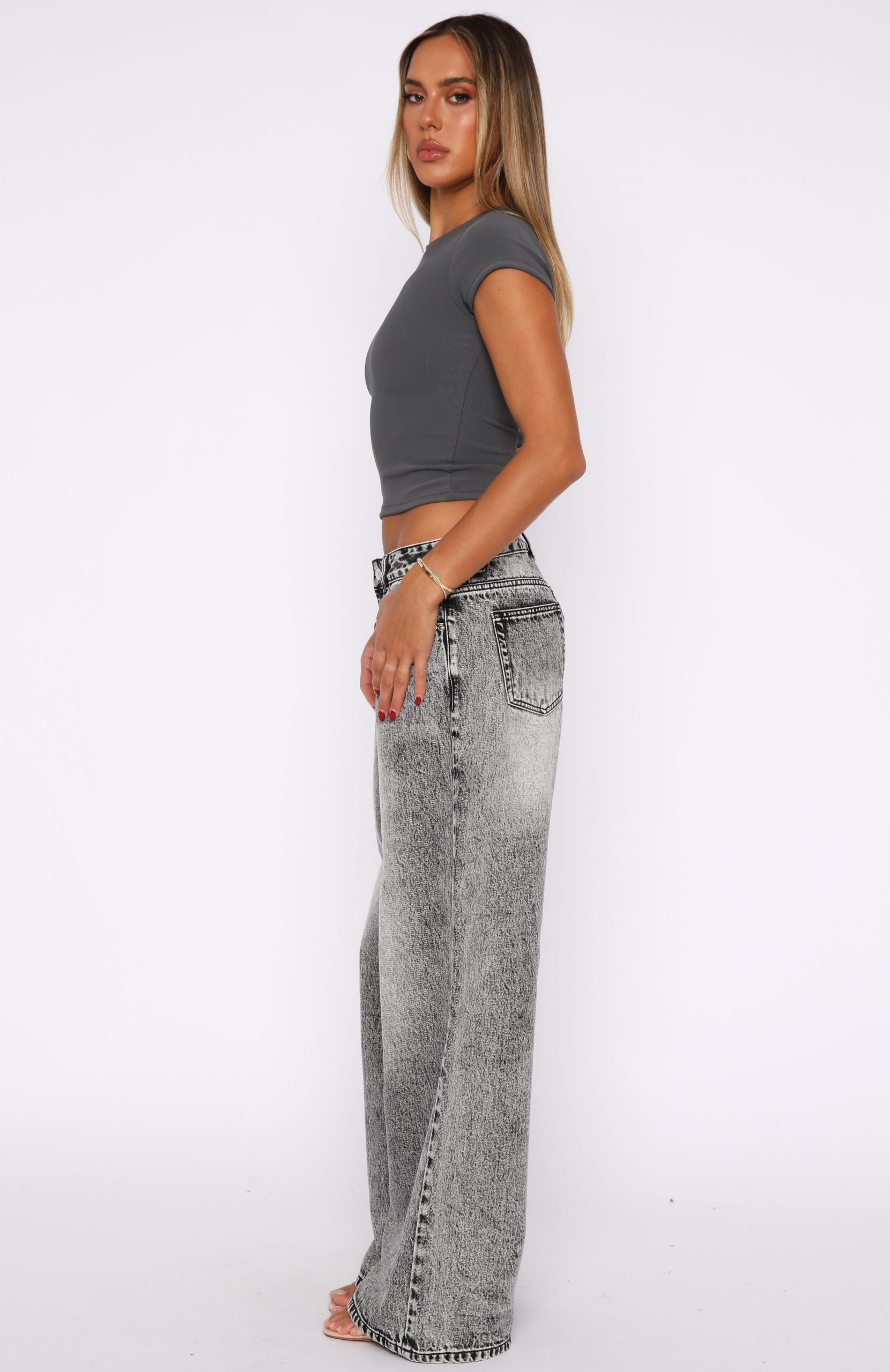 Maeve Low Rise Wide Leg Jeans Grey Acid - Image 3
