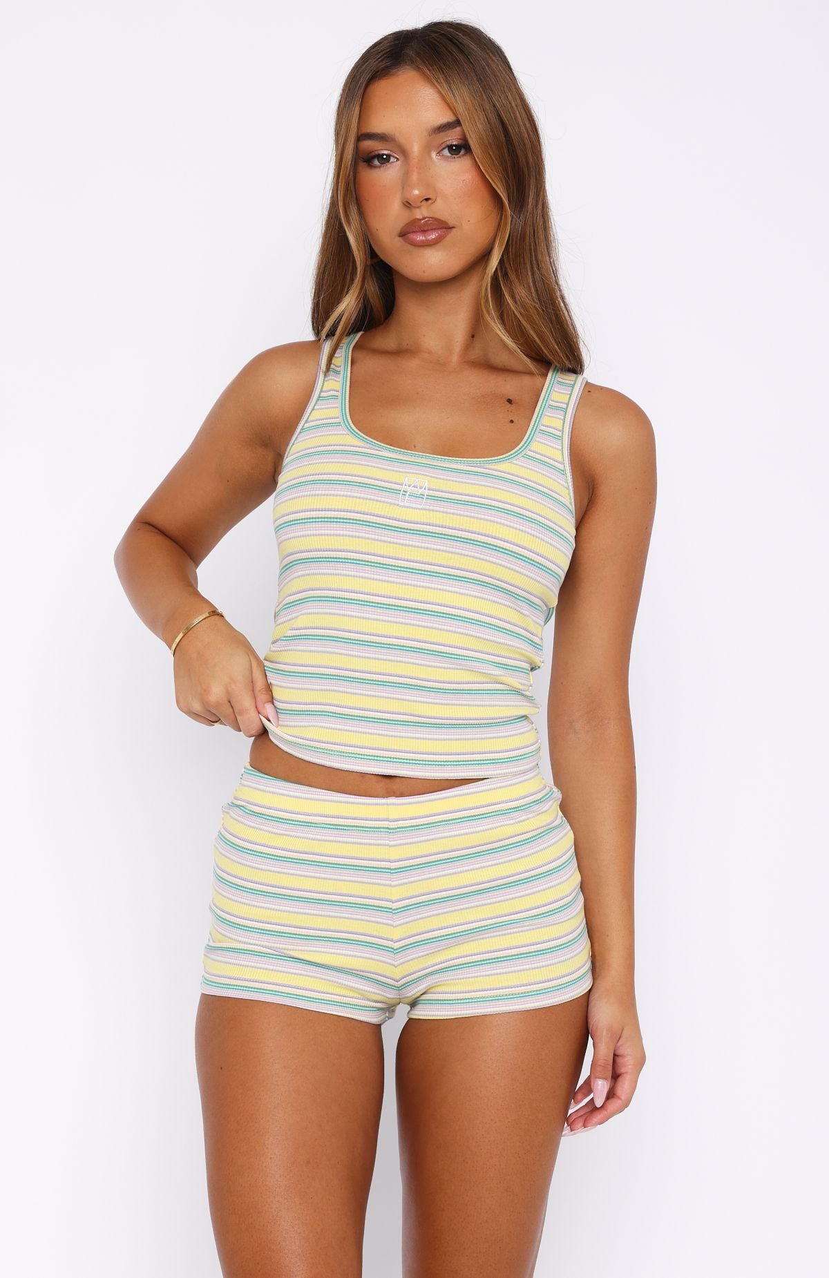 Escape Mode Booty Shorts Lemon Candy Stripe - Image 2