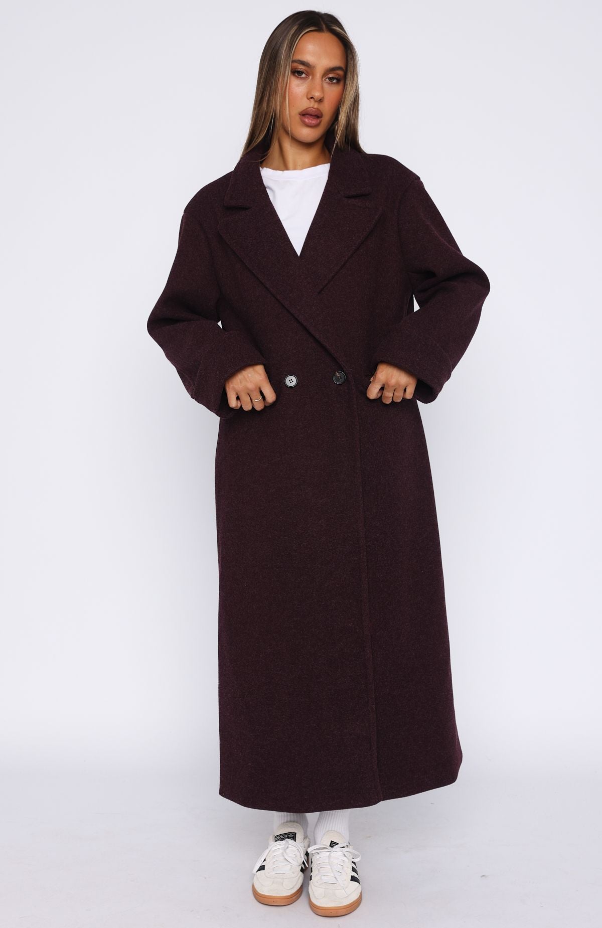 Winter Holiday Oversized Coat Burgundy - Image 2
