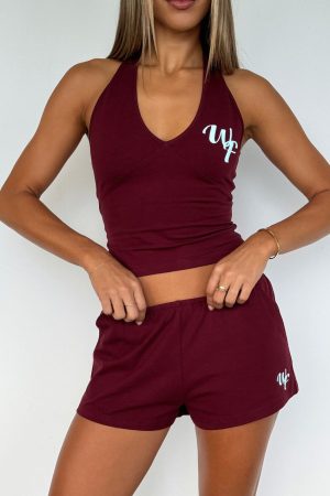 Made Me Better Relaxed Shorts Burgundy