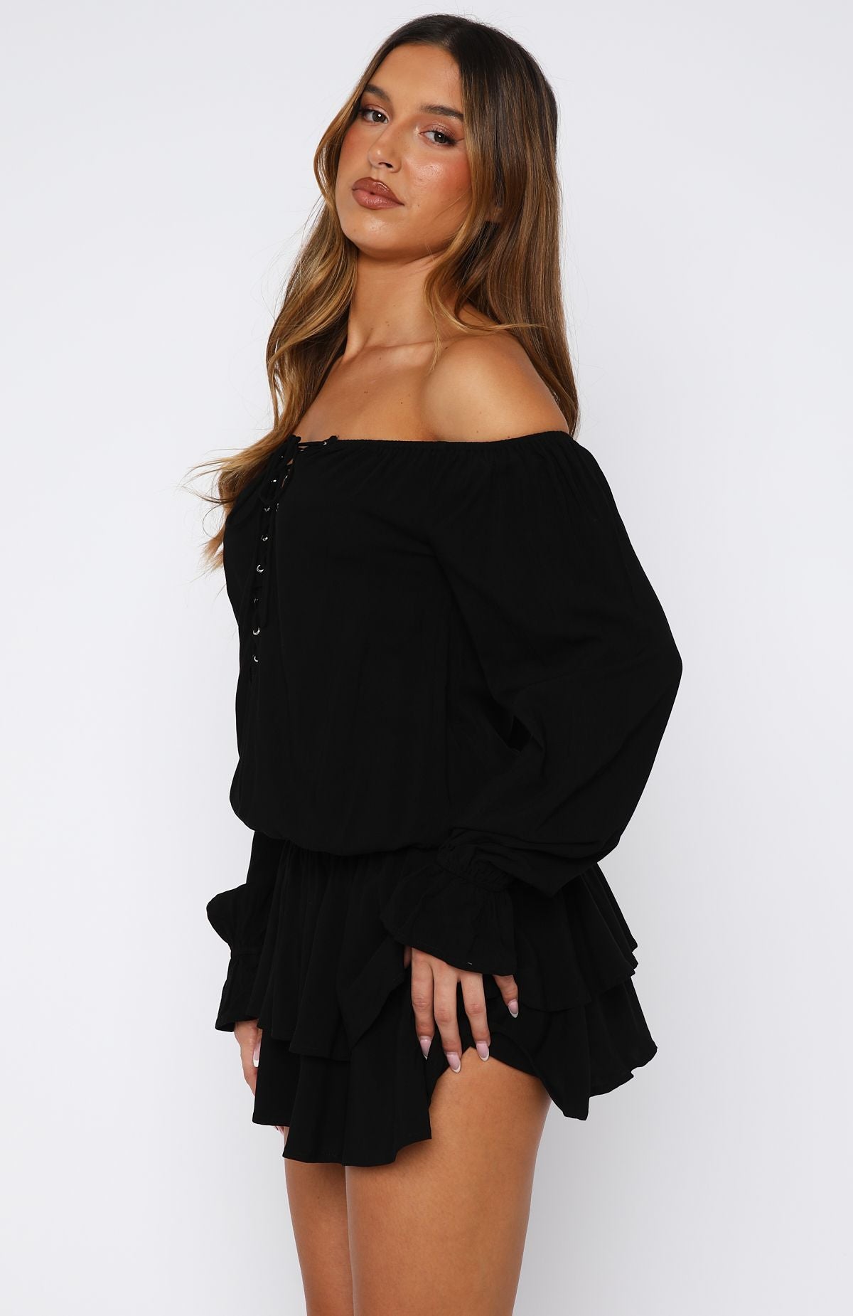 Let Me Long Sleeve Mini Dress Black - Image 4