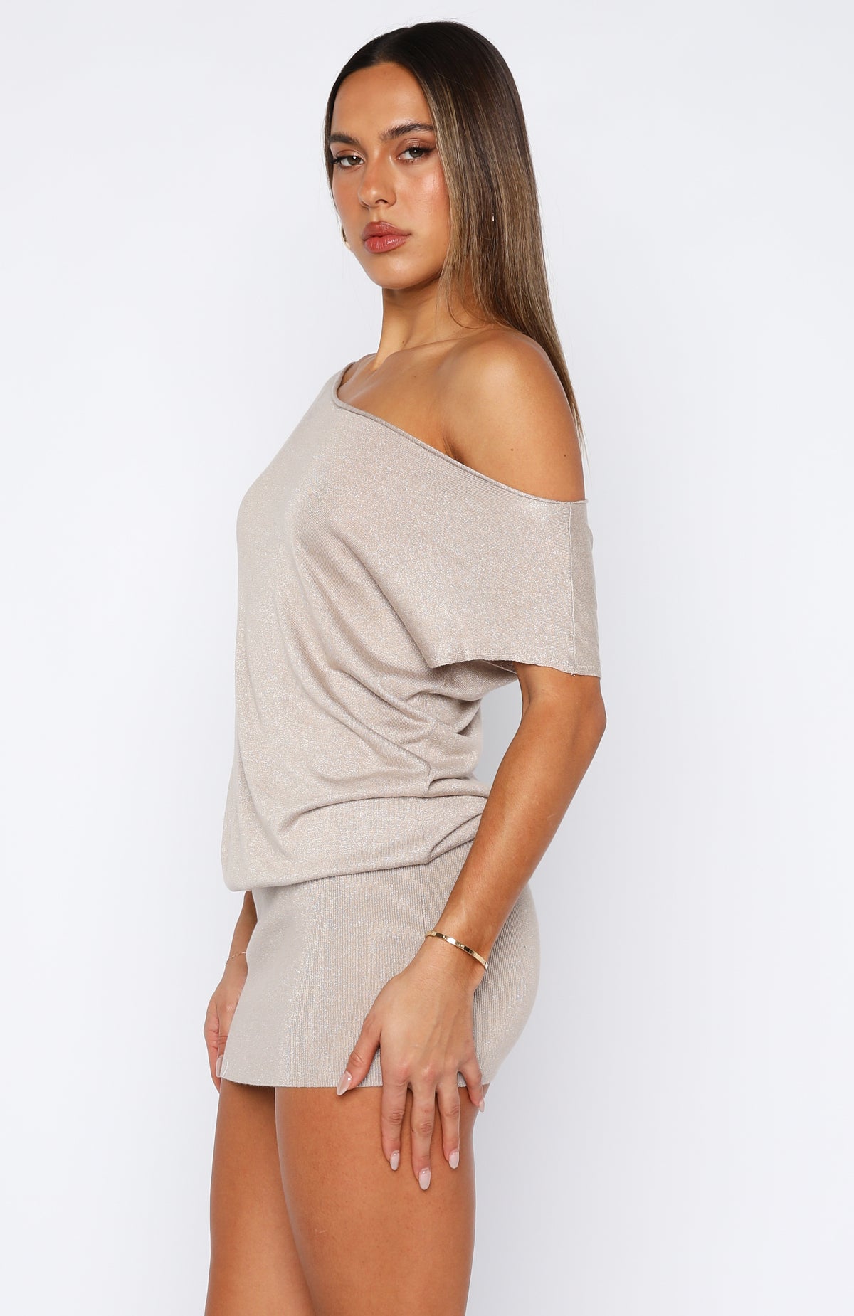 Following My Instincts Mini Dress Champagne - Image 5