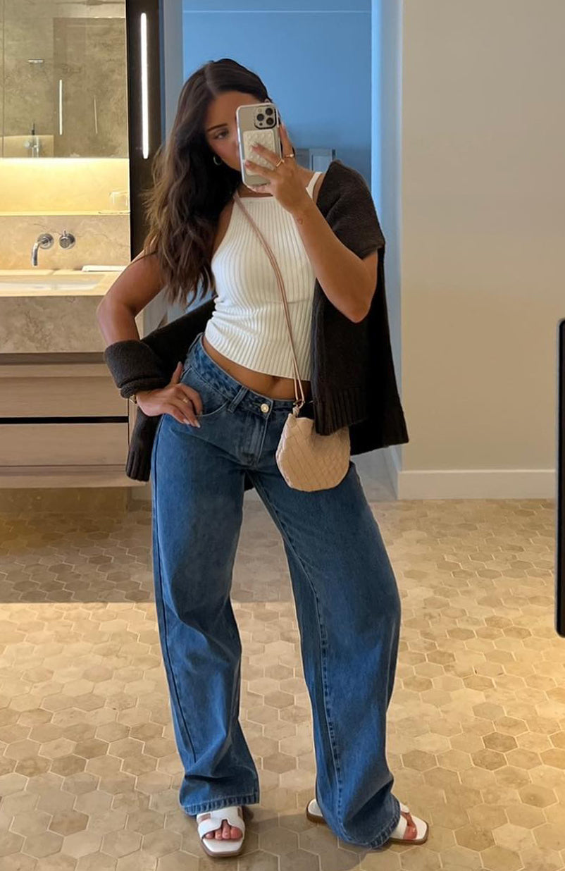 Bring The Style Low Rise Wide Leg Jeans Admiral Blue - Image 8