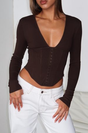 In Pursuit Long Sleeve Corset Chocolate