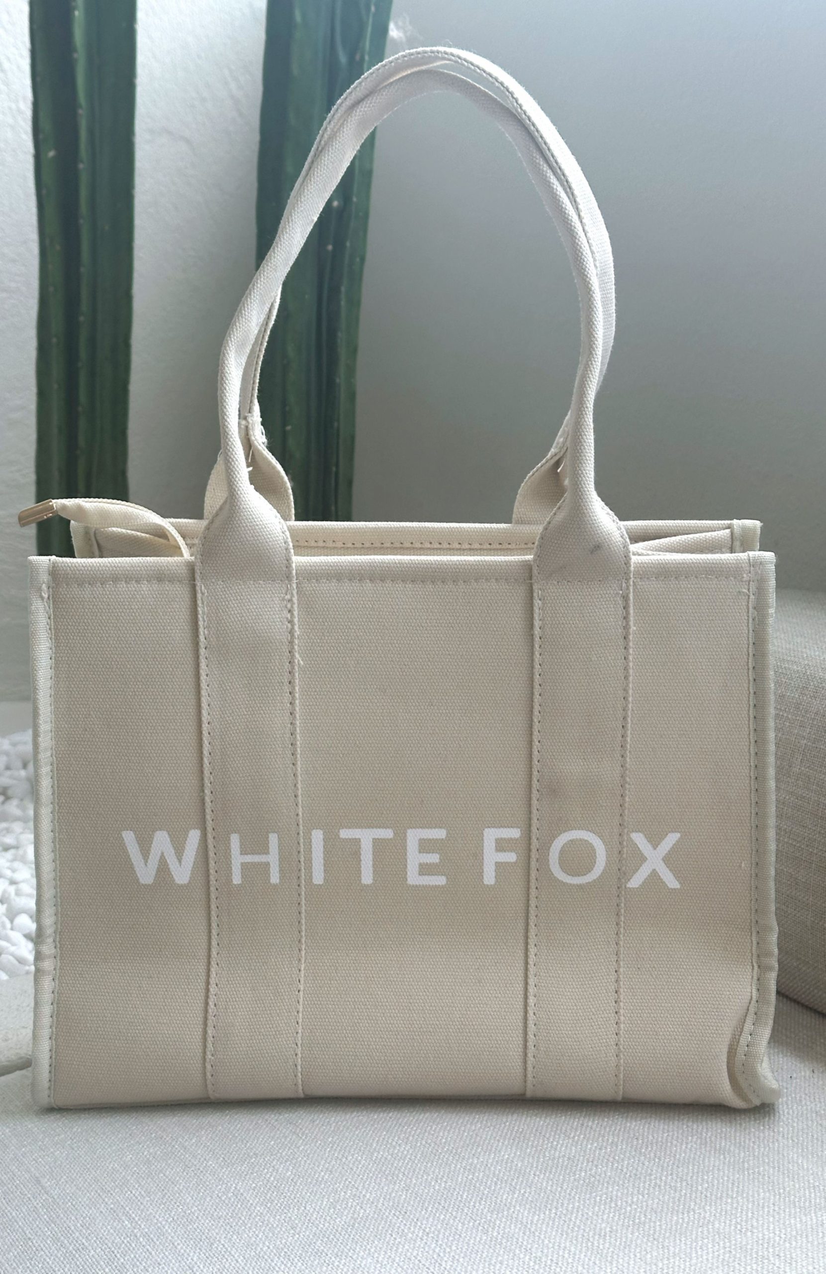 White Fox Mini Tote Bag Beige - Image 3