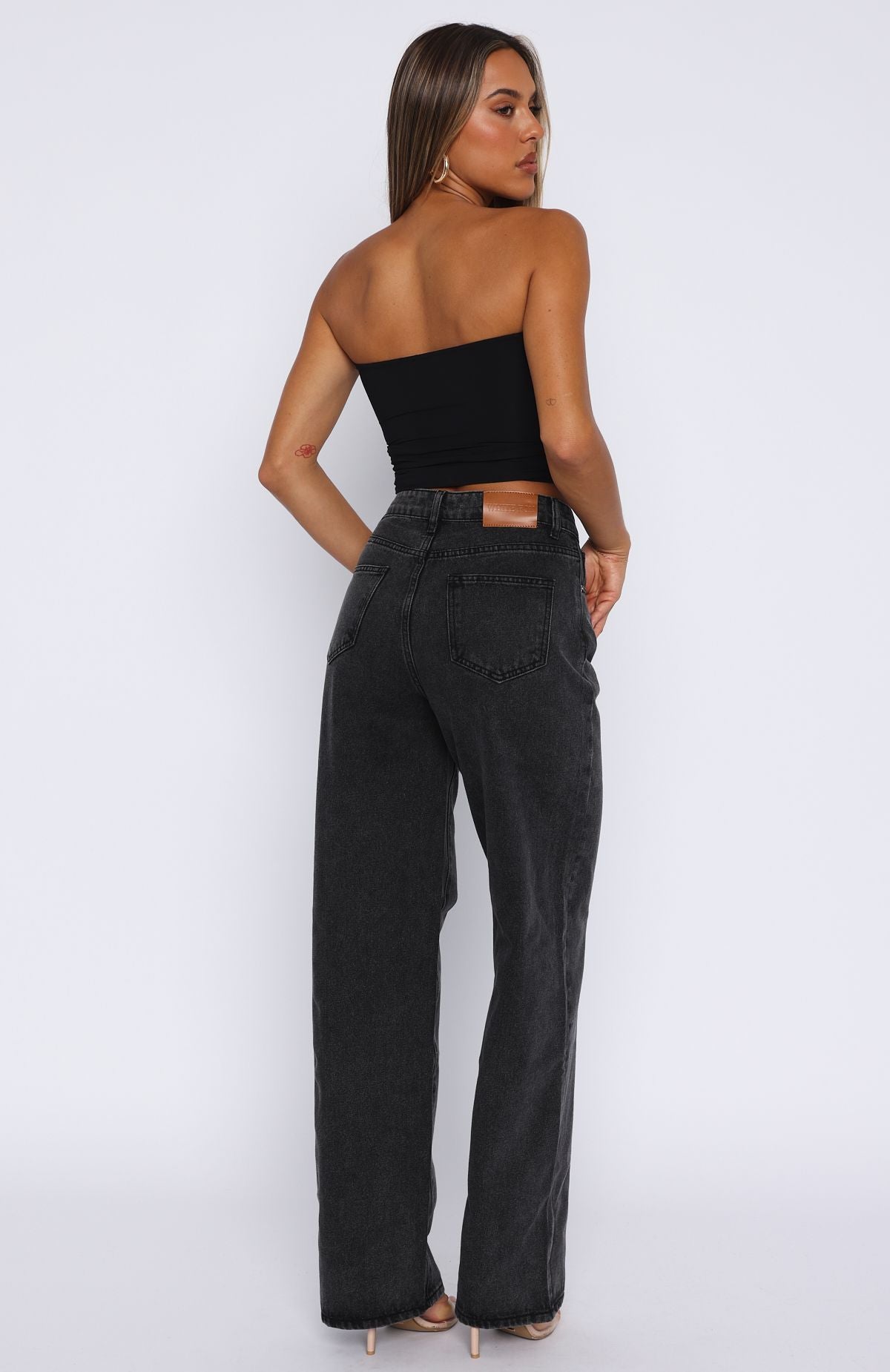 Bring The Style High Rise Wide Leg Jeans Black Acid - Image 4