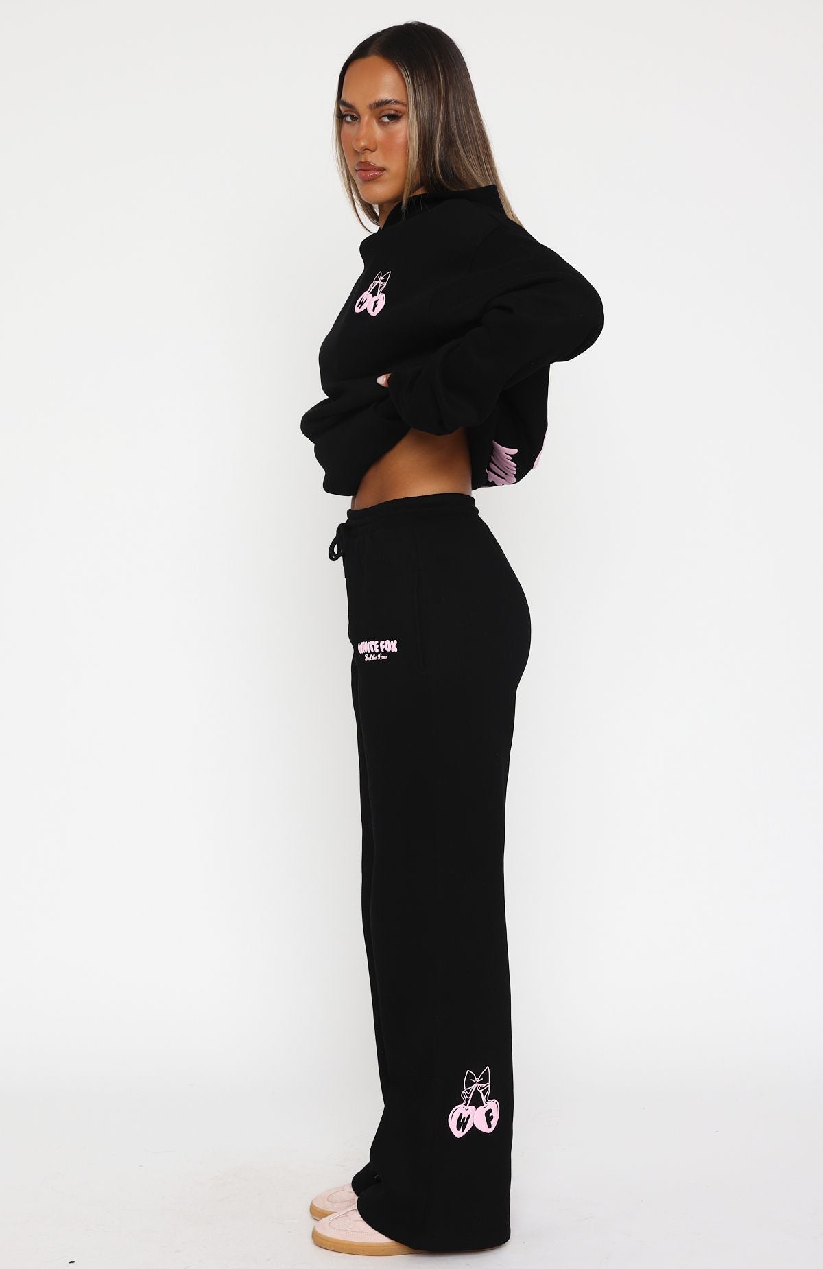 Feel The Love Wide Leg Sweatpants Black - Image 3