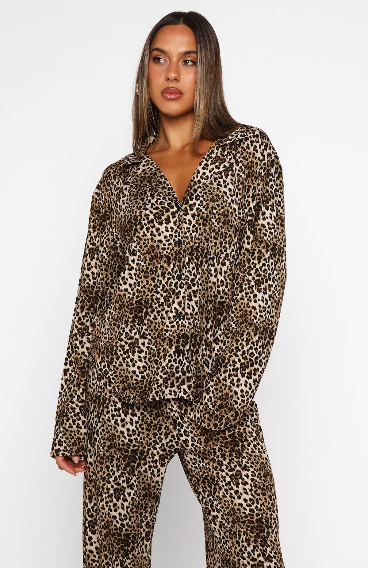 Pillow Talk Printed Long Sleeve Pyjama Set Leopard - Image 5