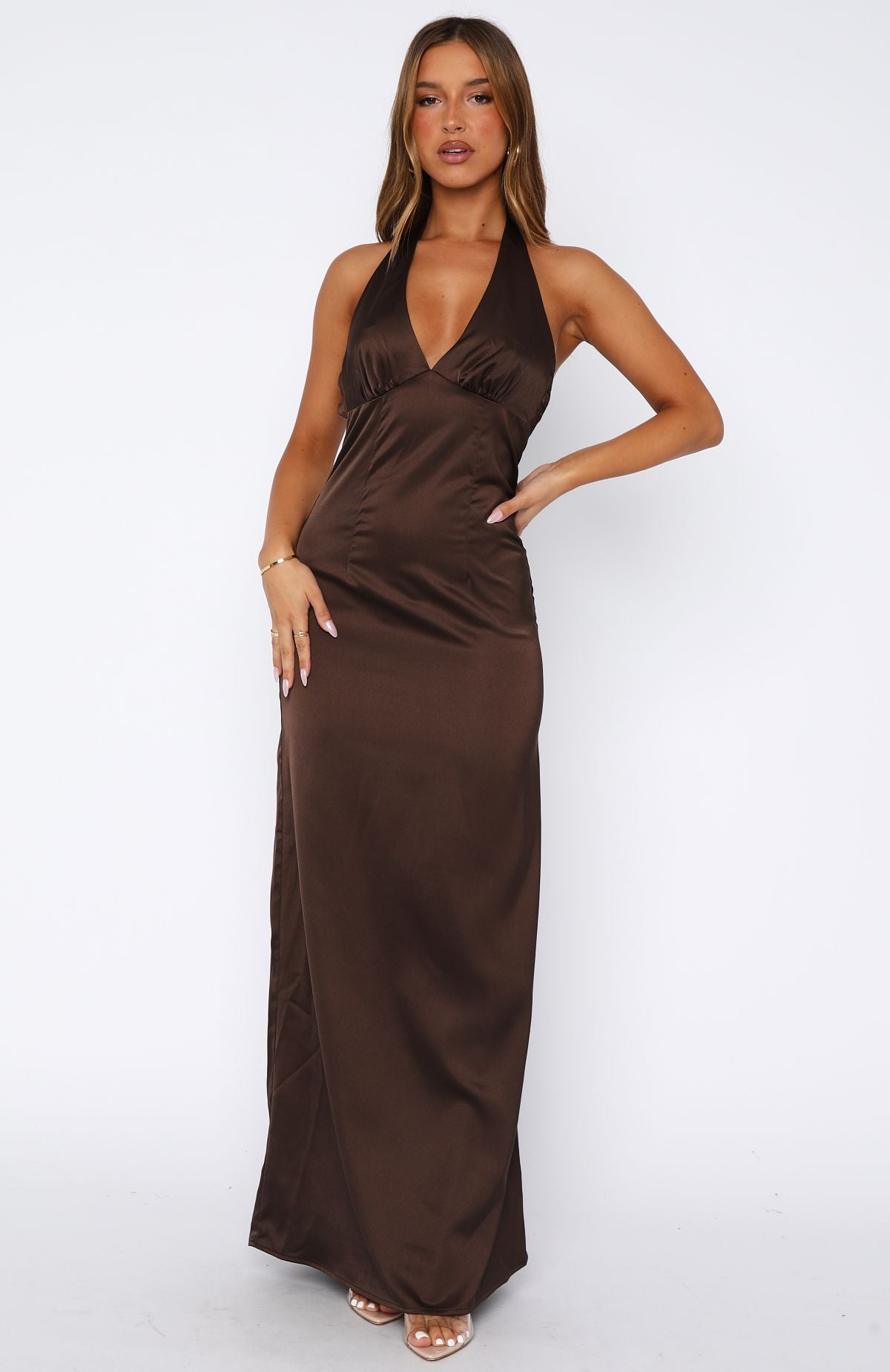Stay With Me Maxi Dress Chocolate - Image 3