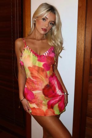 Roman Holiday Mini Dress Tropical Bloom