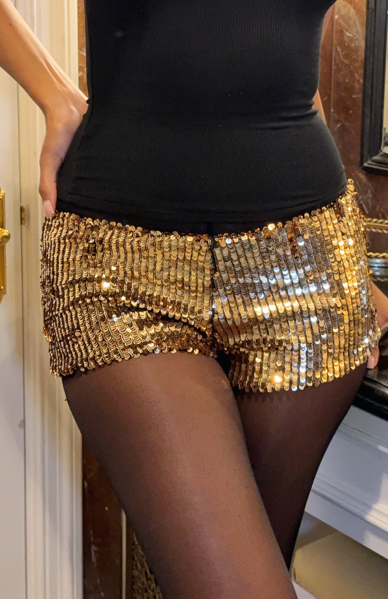 Bold Moves Sequin Shorts Gold - Image 8