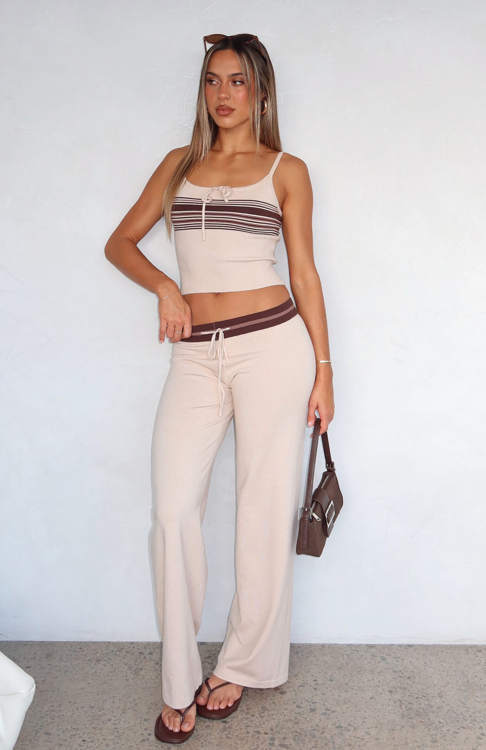 Keep Driving Knit Pants Chocolate Stripe - Image 5