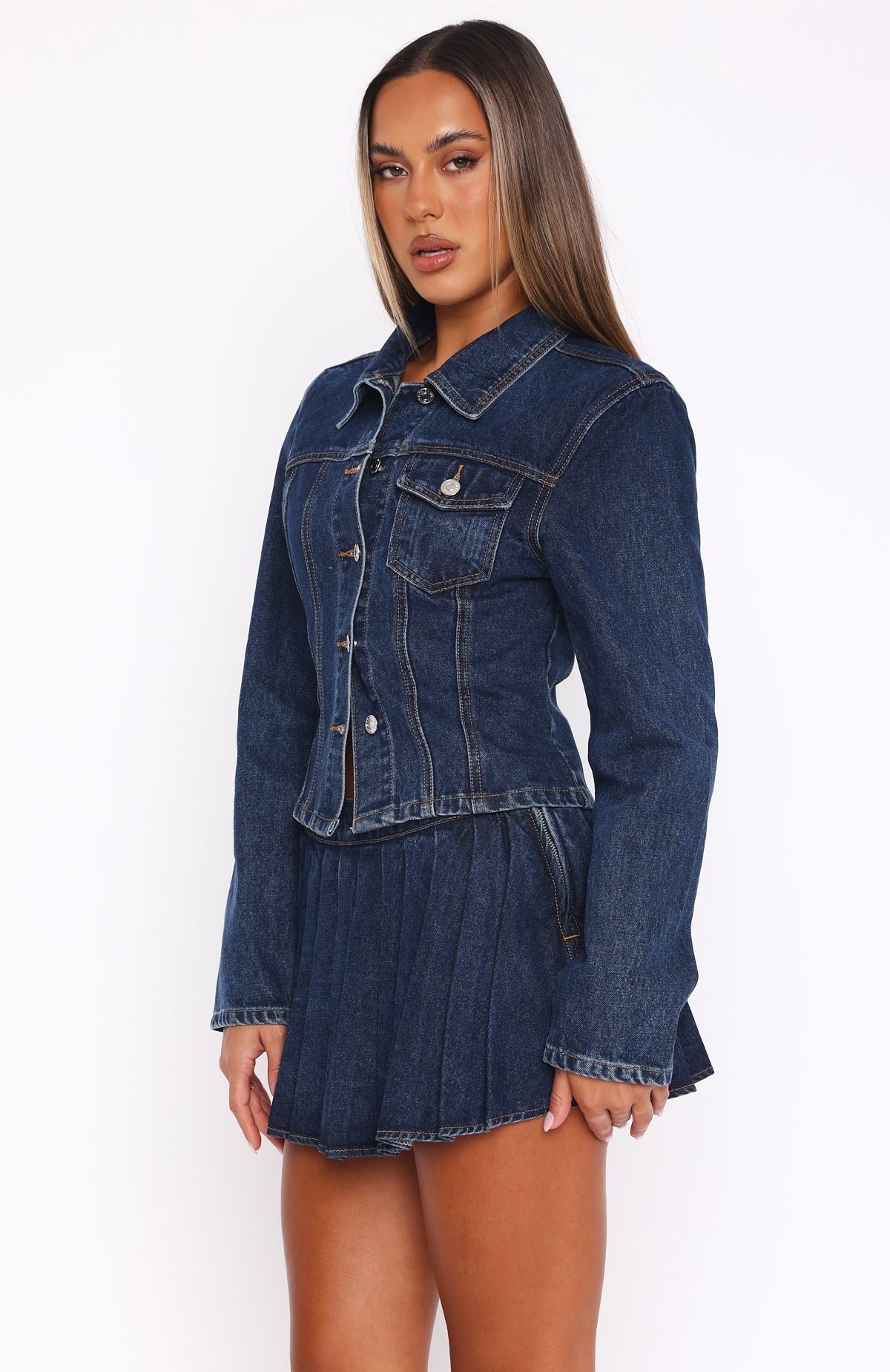 Ayla Denim Jacket Dark Blue - Image 4