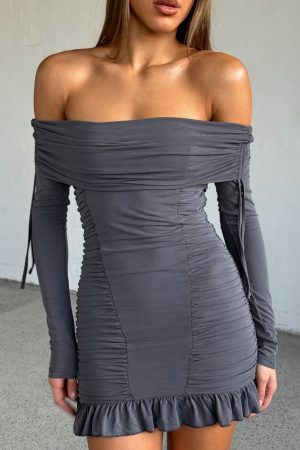 Diva Code Mini Dress Charcoal