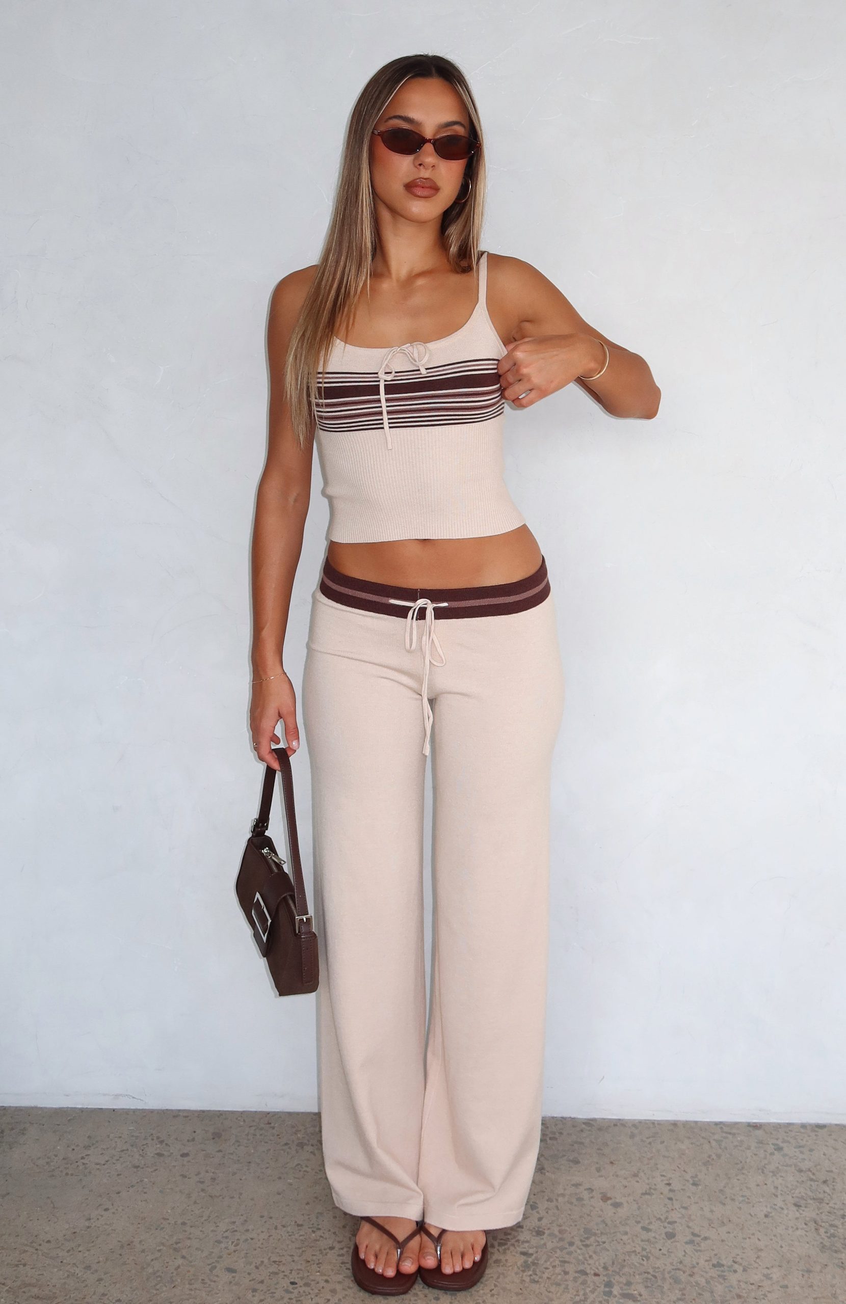 Keep Driving Knit Pants Chocolate Stripe - Image 6