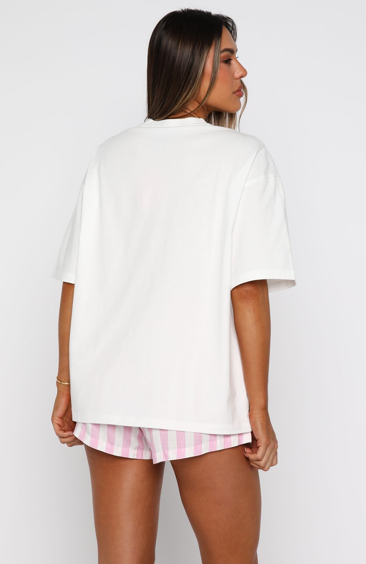 Silly Season Pyjama Shorts Pink/White Stripe - Image 4