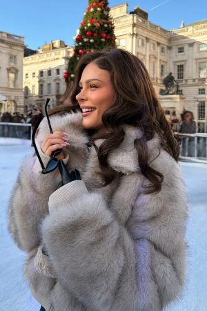 Glacial Chic Fur Bomber Jacket Smokey Taupe