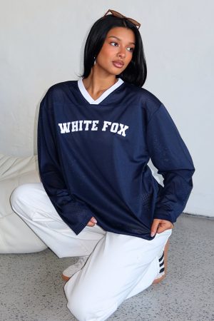 Ahead Of Schedule Long Sleeve Oversized Jersey Navy