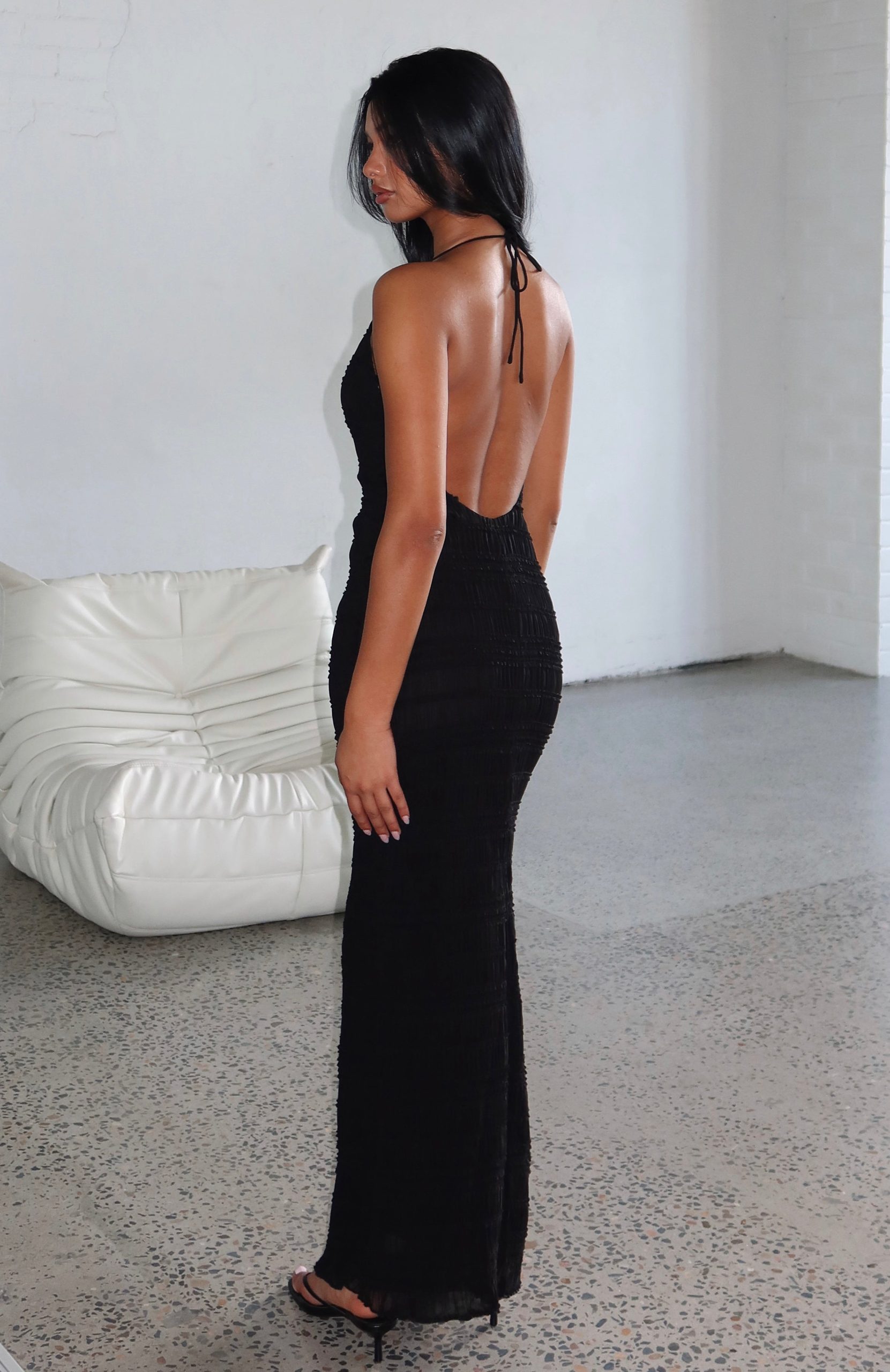Never Say Goodbye Halter Maxi Dress Black - Image 2
